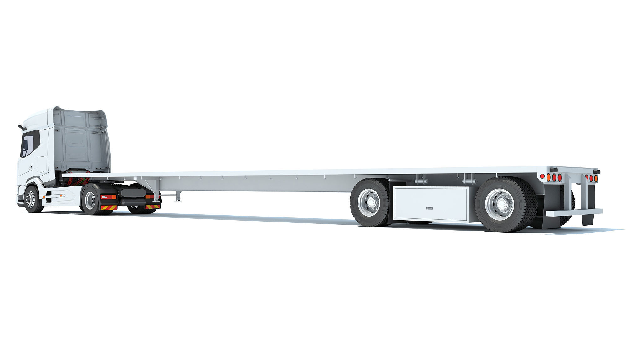 Truck with Flatbed Trailer 3D model_2