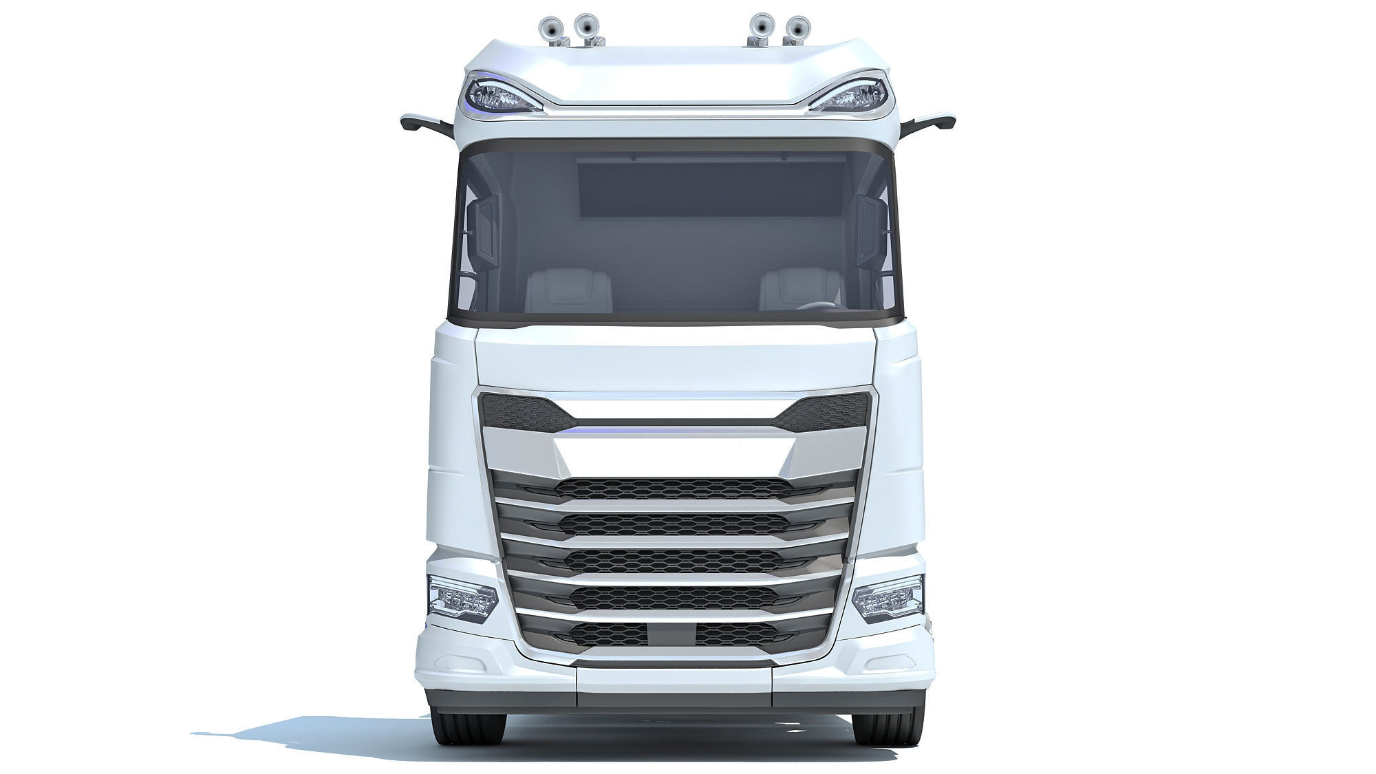 Truck with Flatbed Trailer 3D model_10