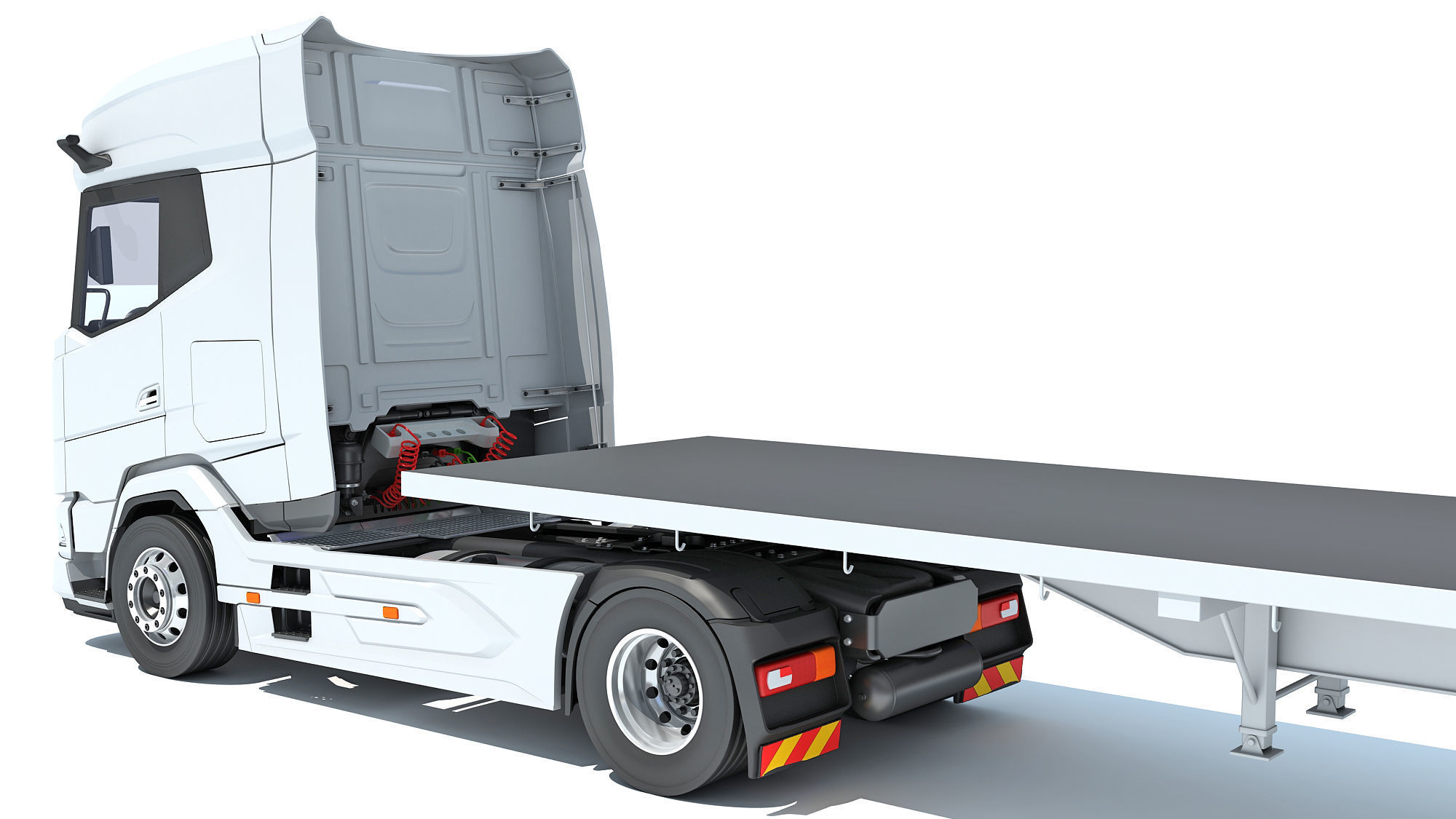 Truck with Flatbed Trailer 3D model_13