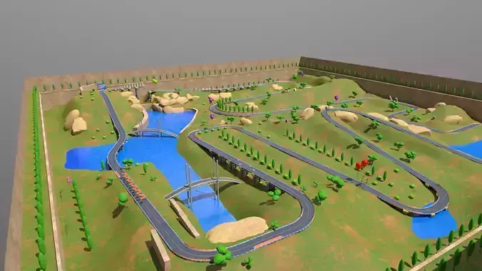 Racing location for mobile games Low-poly 3D model
