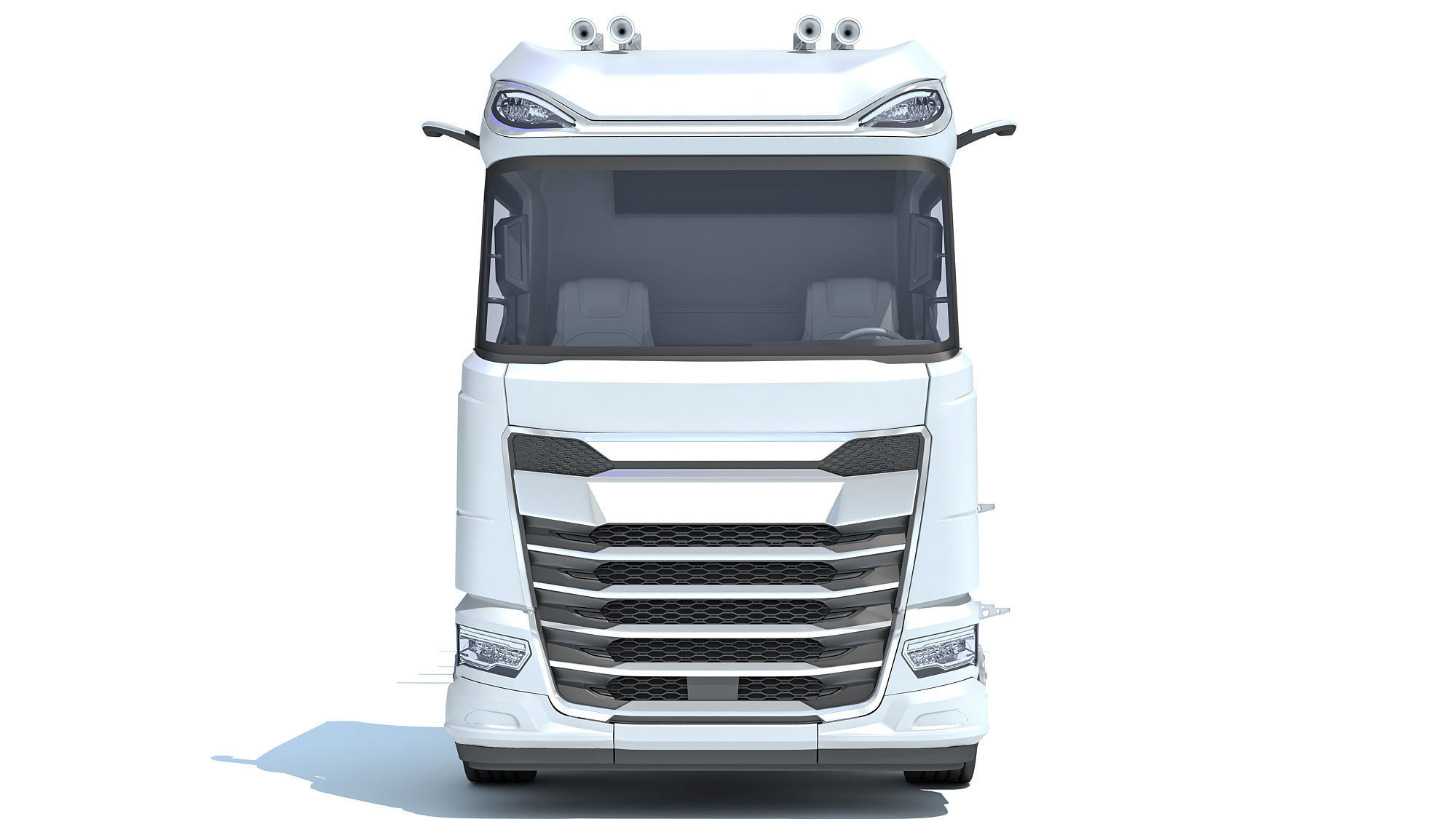 Truck with Lowboy Trailer 3D model_10