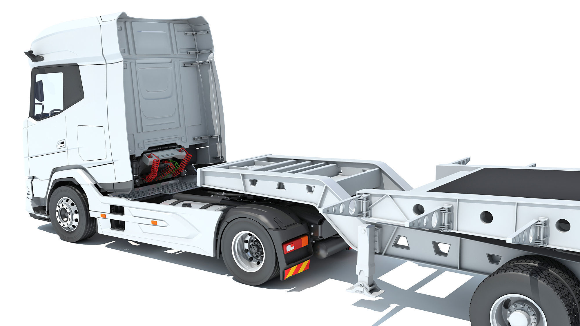 Truck with Lowboy Trailer 3D model_13