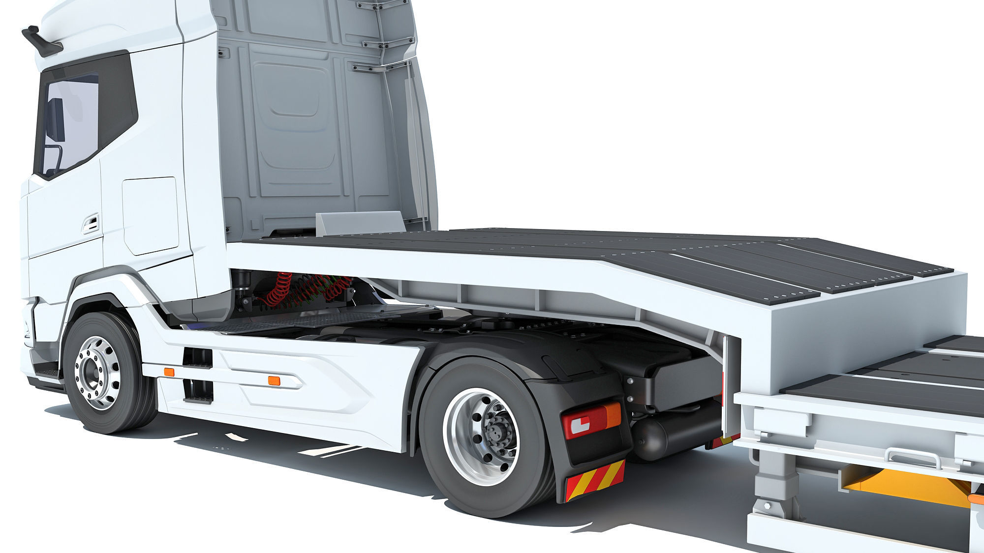 Truck with Platform Trailer 3D model_13