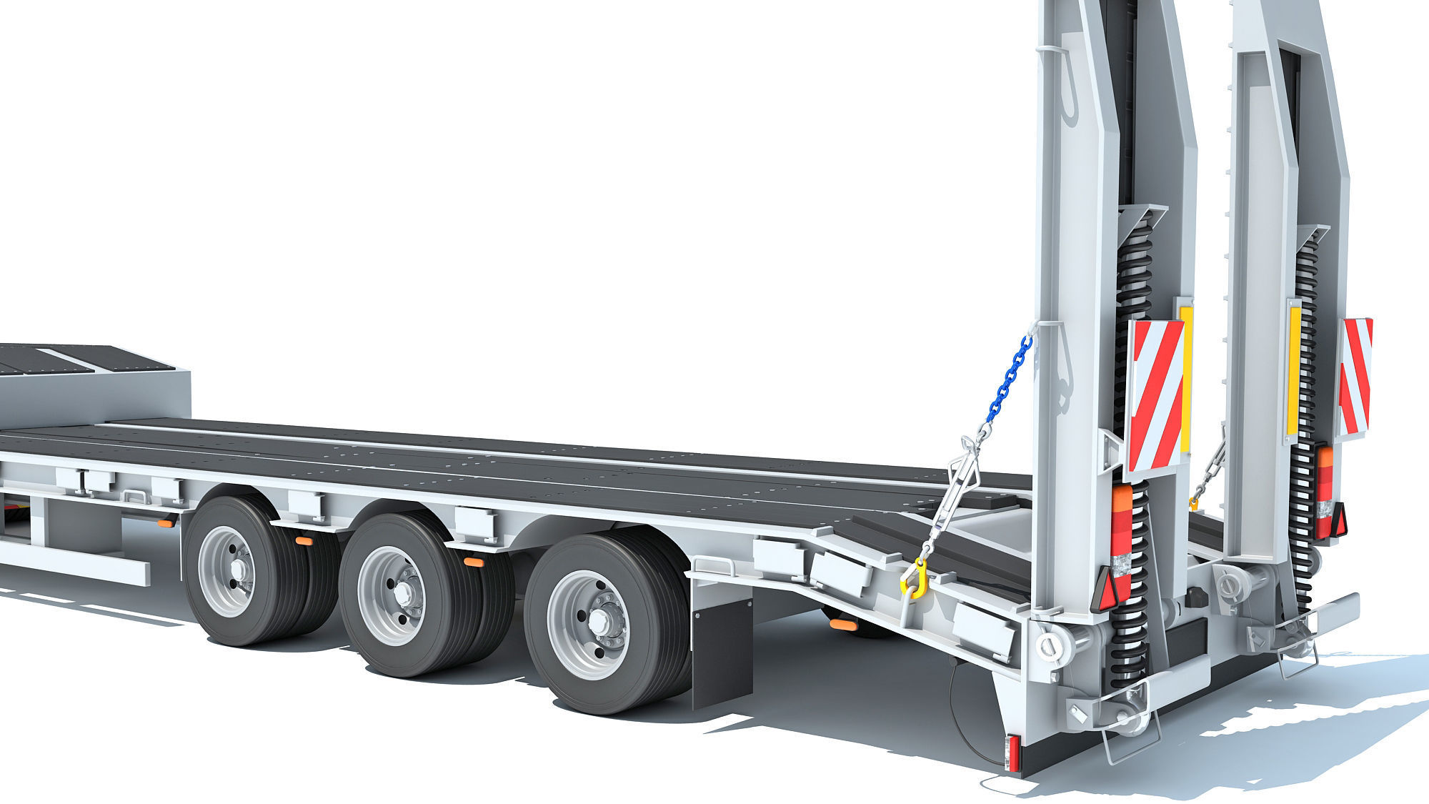 Truck with Platform Trailer 3D model_15