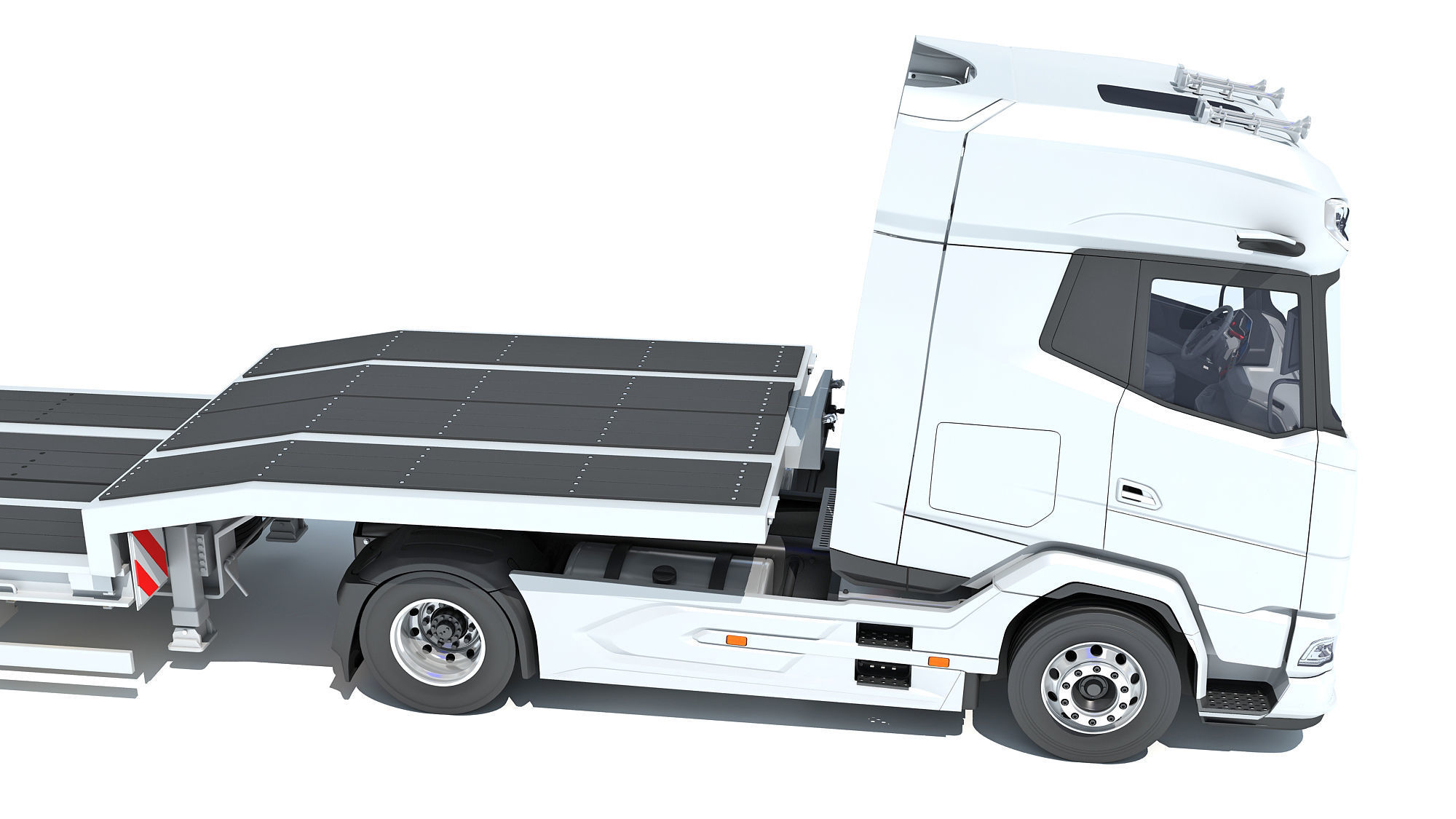 Truck with Platform Trailer 3D model_14