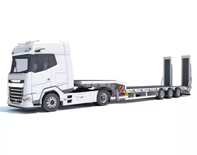 Truck with Platform Trailer 3D model