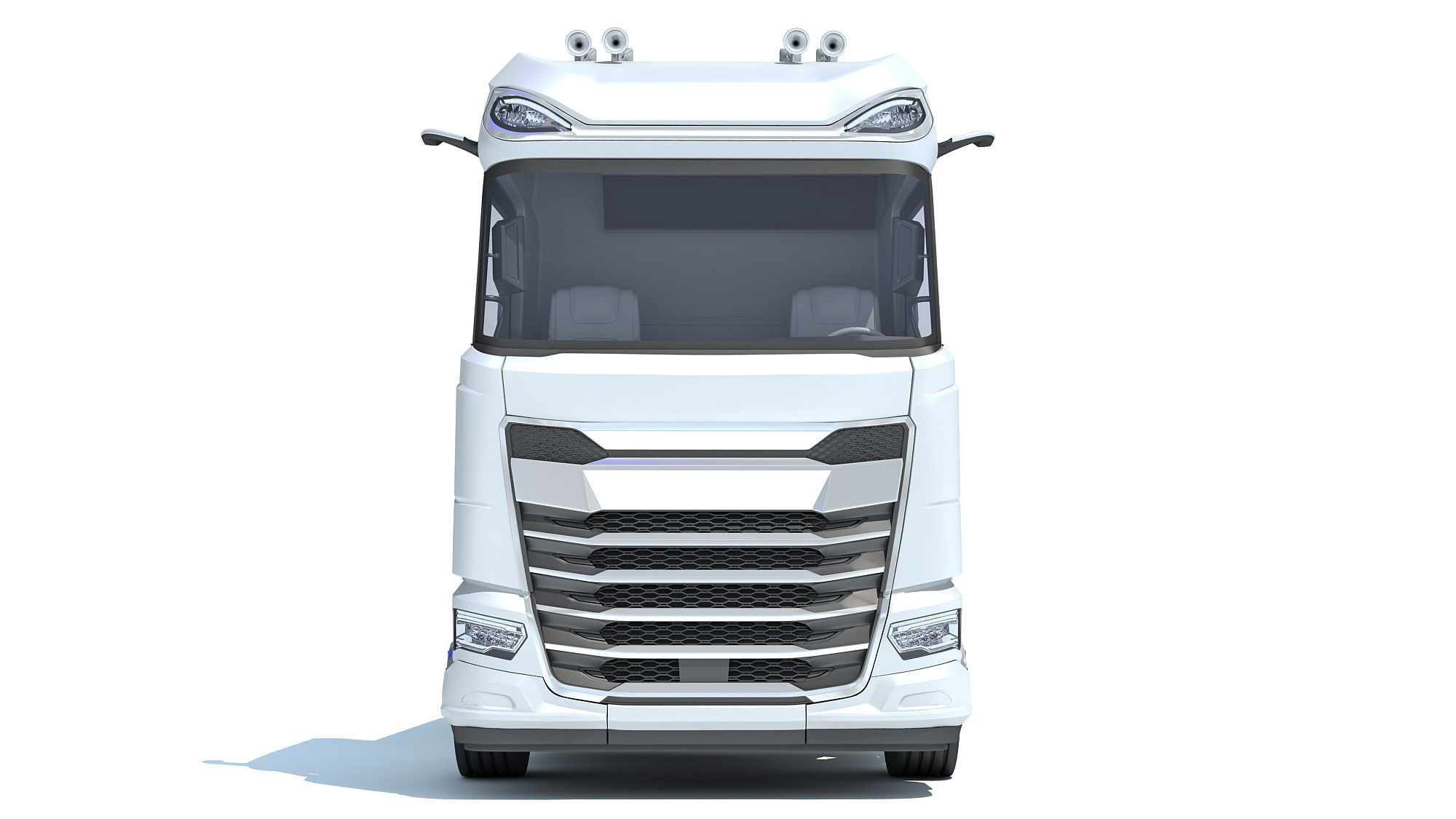 Truck with Platform Trailer 3D model_10