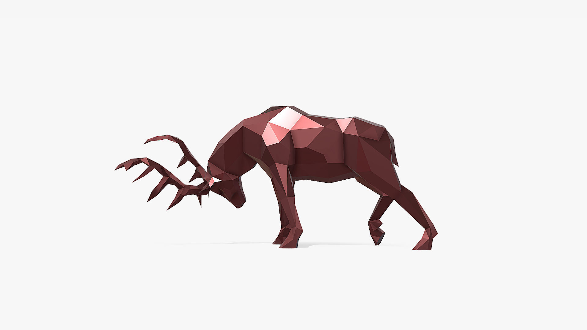 deer fight 3D print model_1