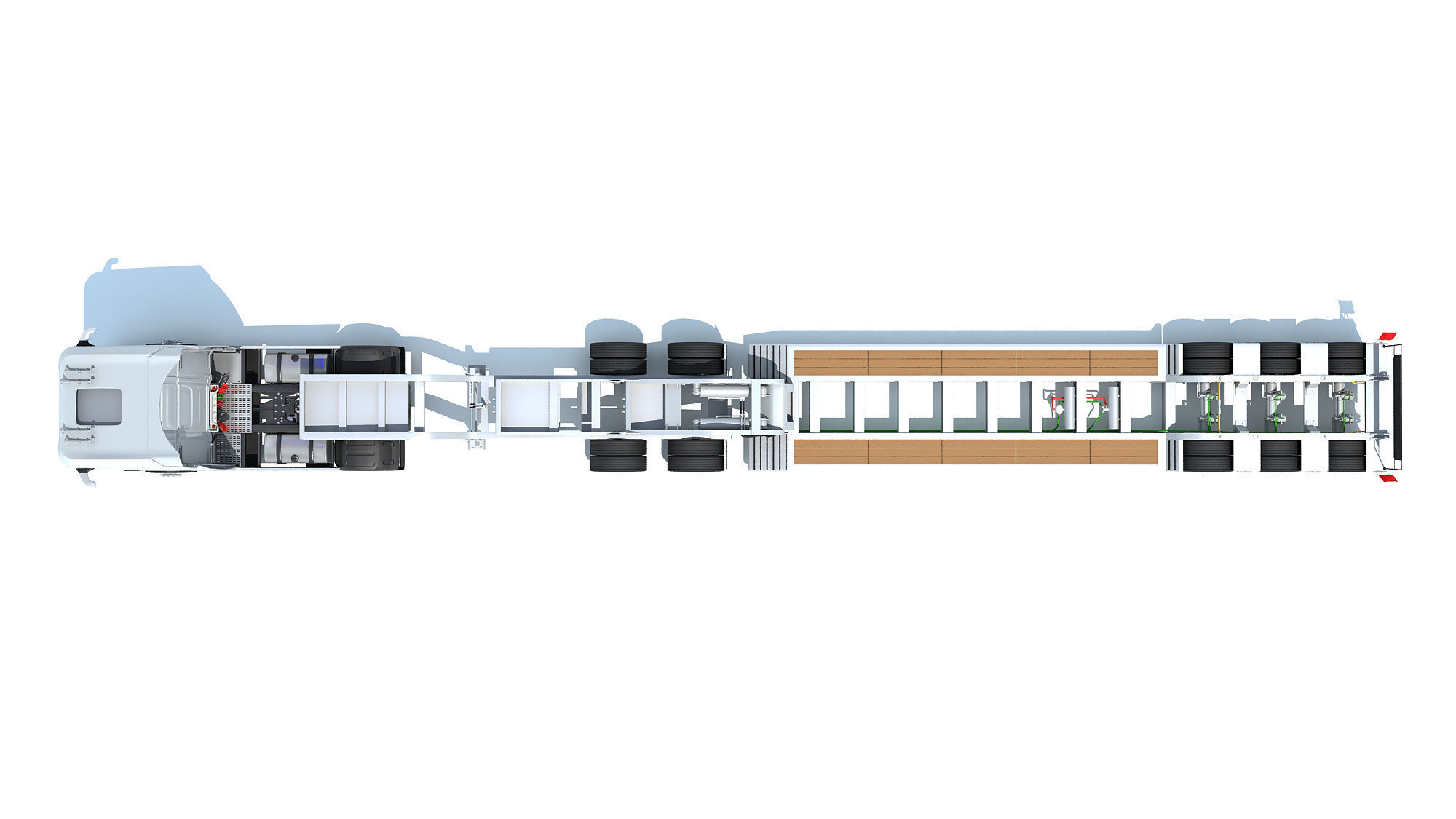 Semi Truck with Lowboy Trailer 3D model_11