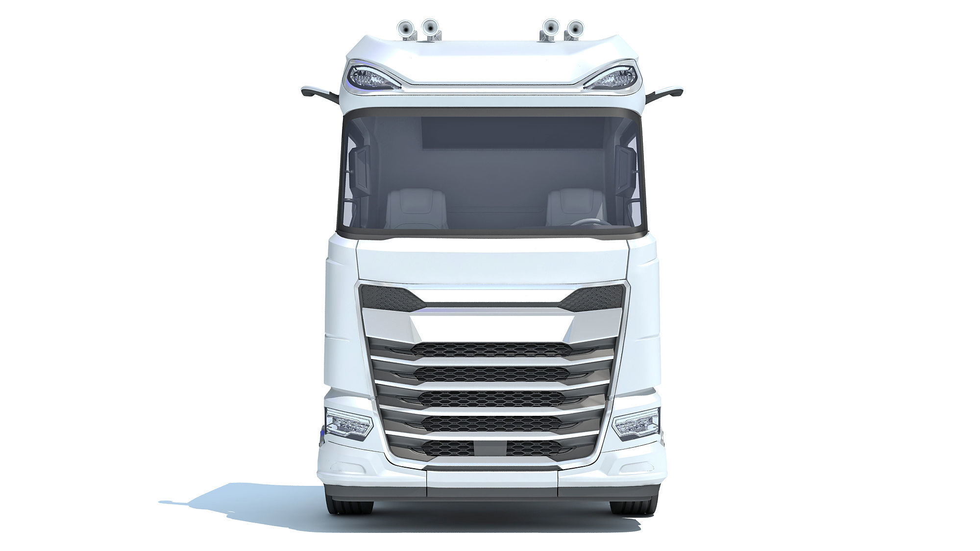 Semi Truck with Lowboy Trailer 3D model_10