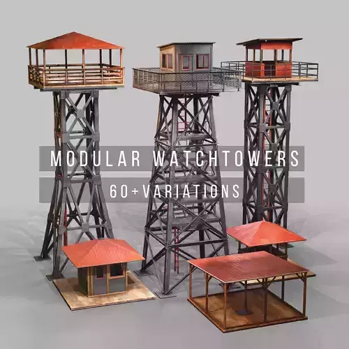 Game-Ready Modular Watchtowers set