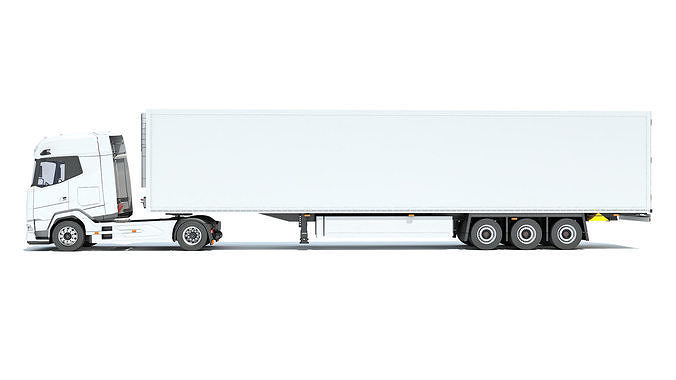 Truck with Reefer Refrigerator Trailer 3D model 2