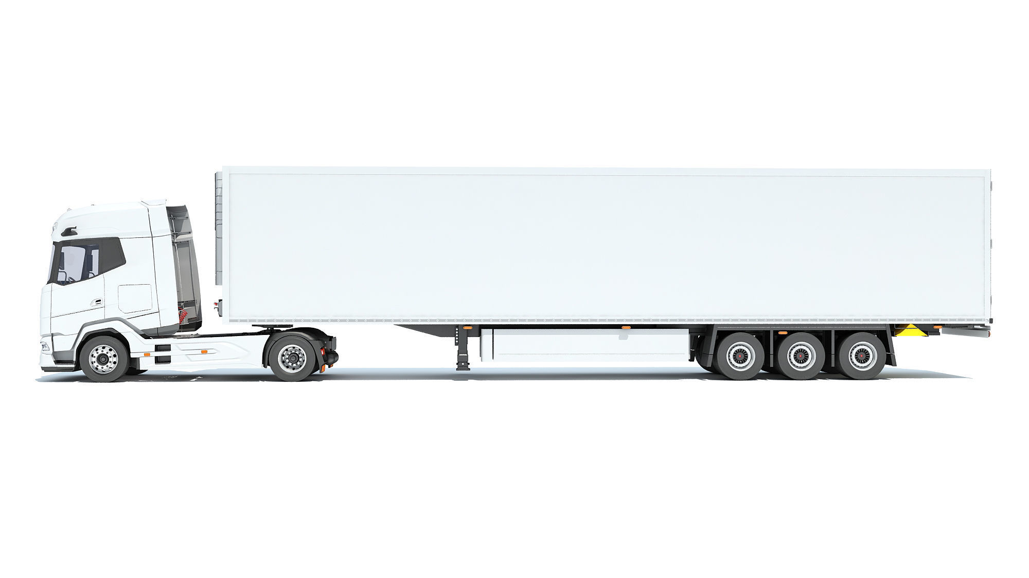 Truck with Reefer Refrigerator Trailer 3D model_1