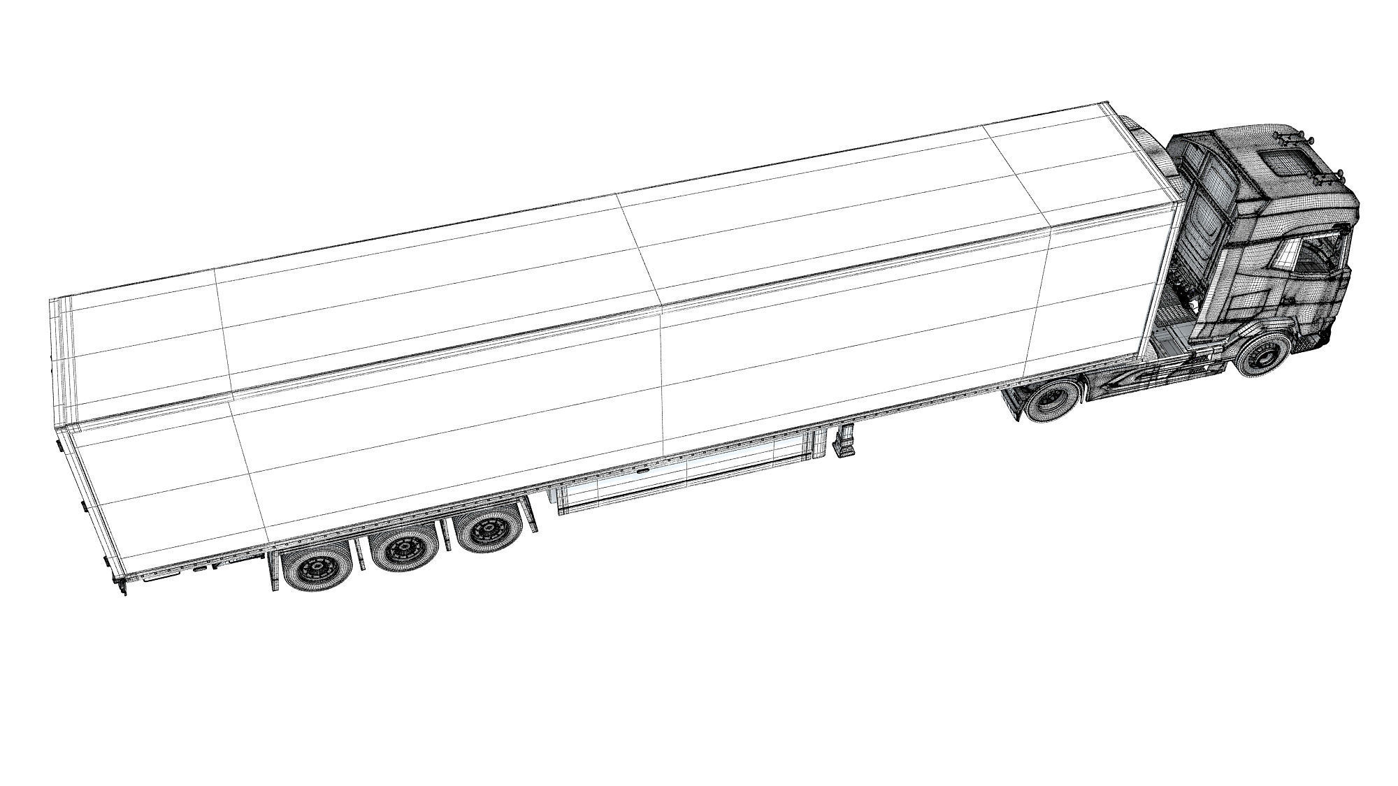Truck with Reefer Refrigerator Trailer 3D model_18