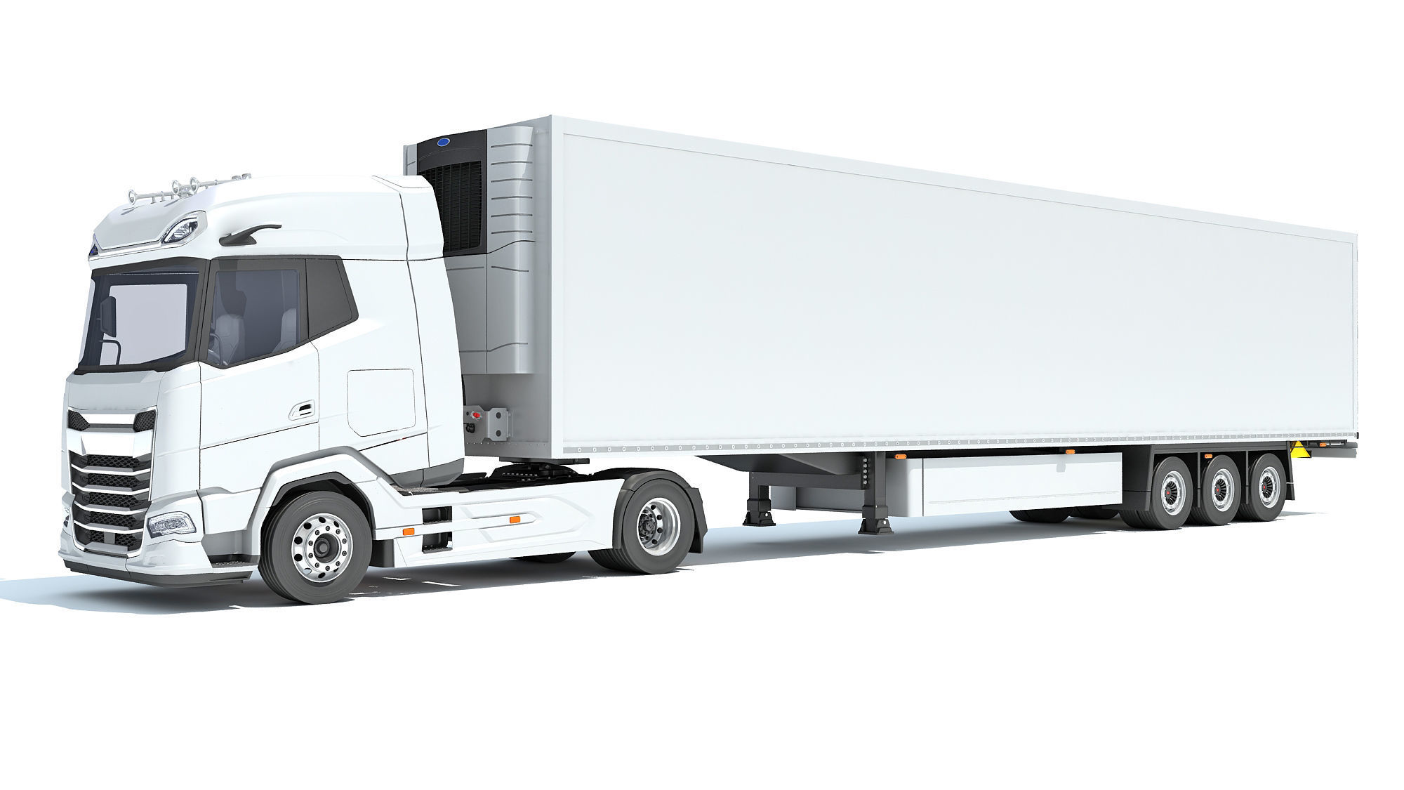 Truck with Reefer Refrigerator Trailer 3D model_8