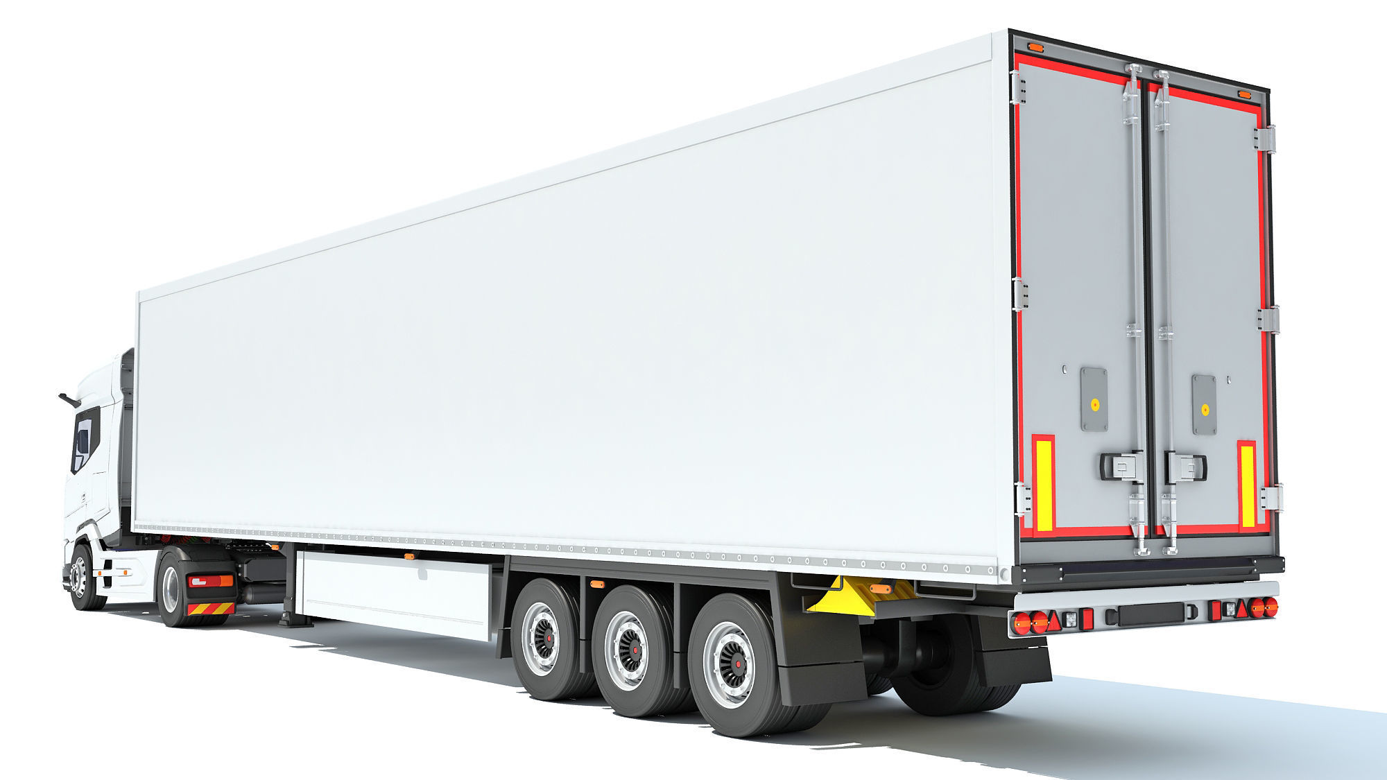 Truck with Reefer Refrigerator Trailer 3D model_3