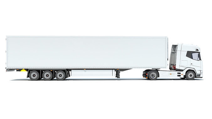Truck with Reefer Refrigerator Trailer 3D model 6