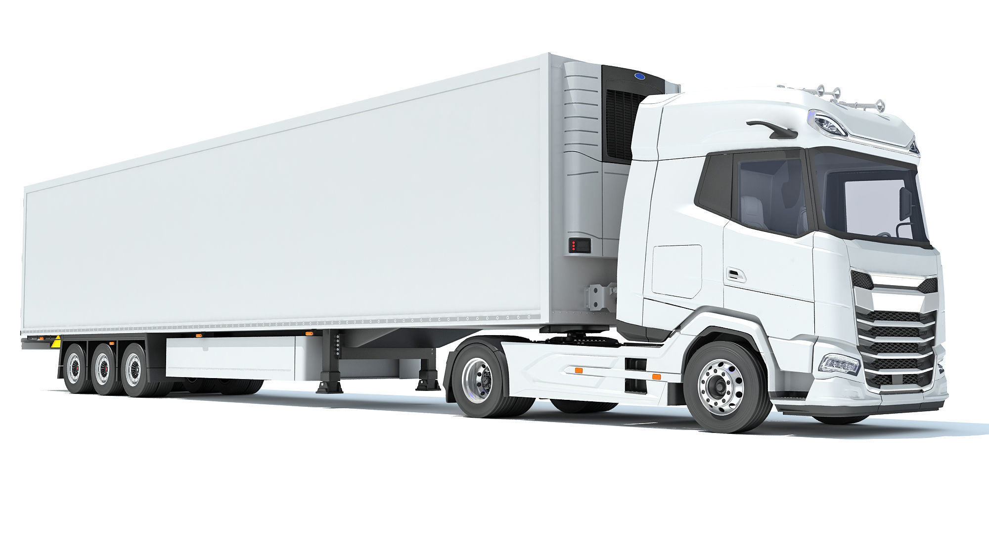 Truck with Reefer Refrigerator Trailer 3D model_9