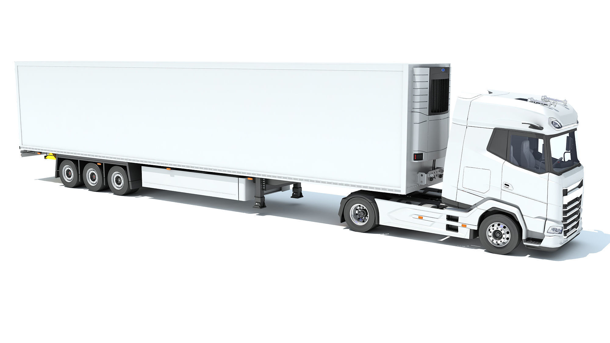 Truck with Reefer Refrigerator Trailer 3D model_7