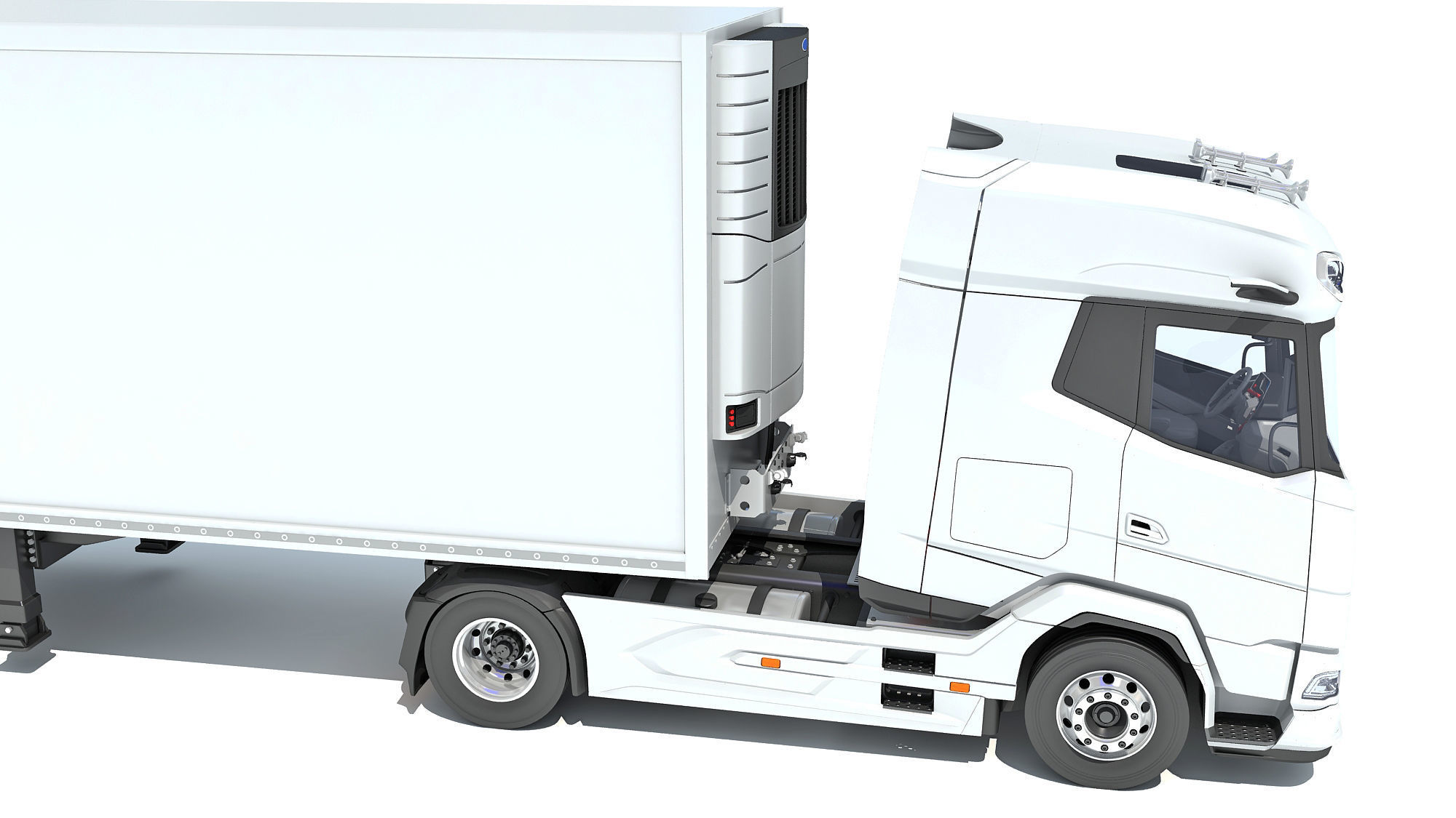 Truck with Reefer Refrigerator Trailer 3D model_14