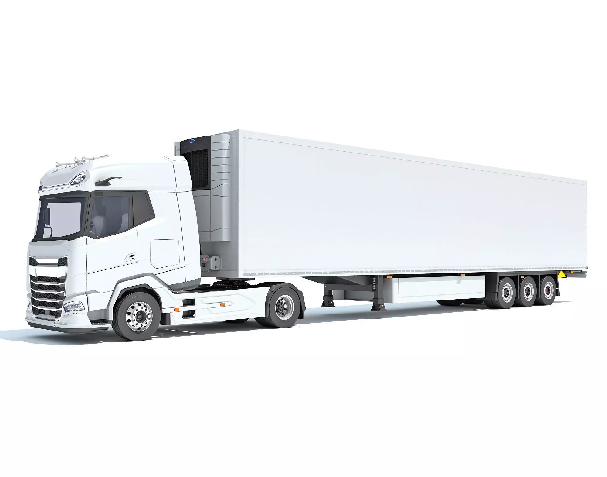 Truck with Reefer Refrigerator Trailer 3D model_0