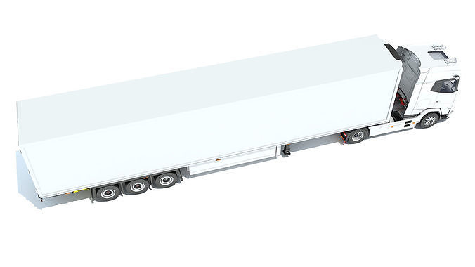 Truck with Reefer Refrigerator Trailer 3D model 7
