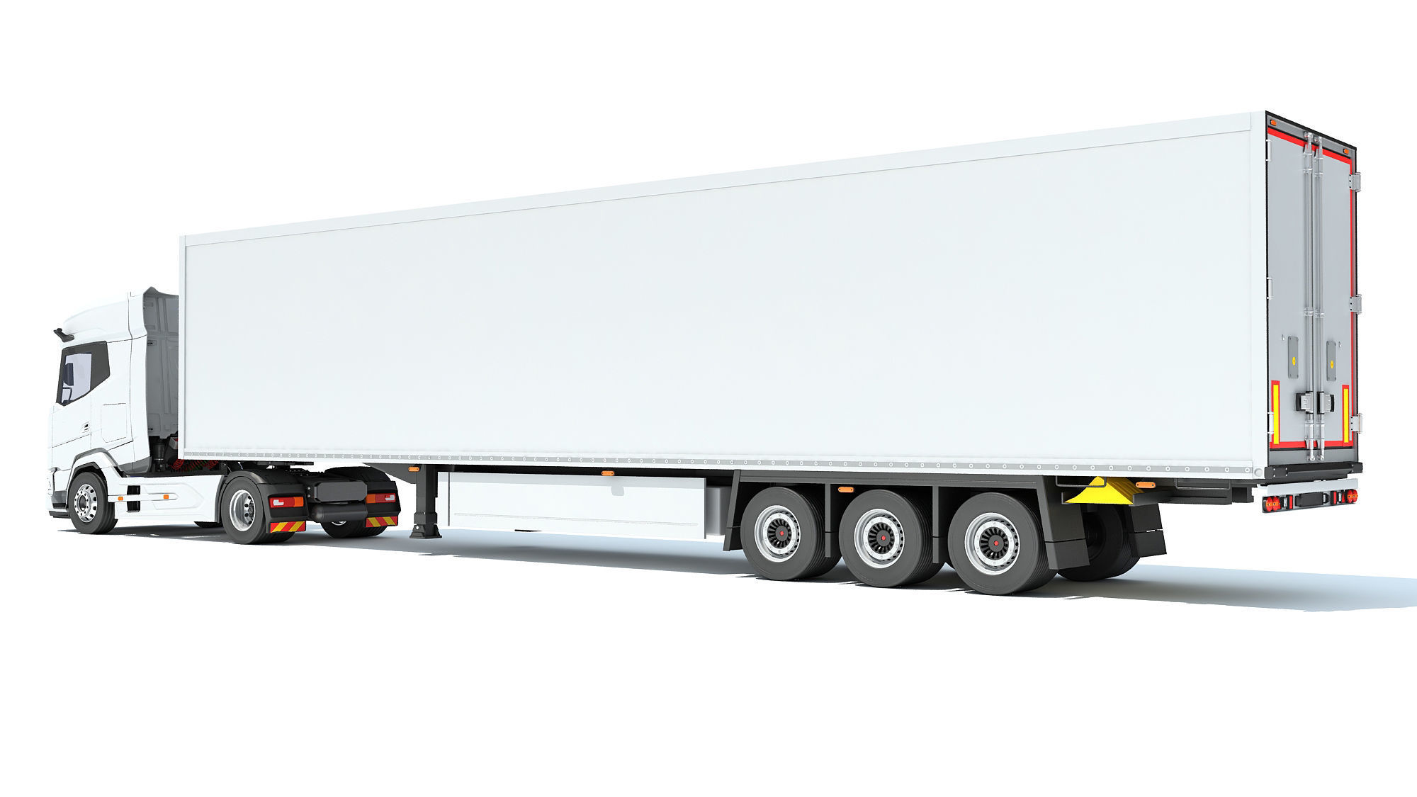 Truck with Reefer Refrigerator Trailer 3D model_2