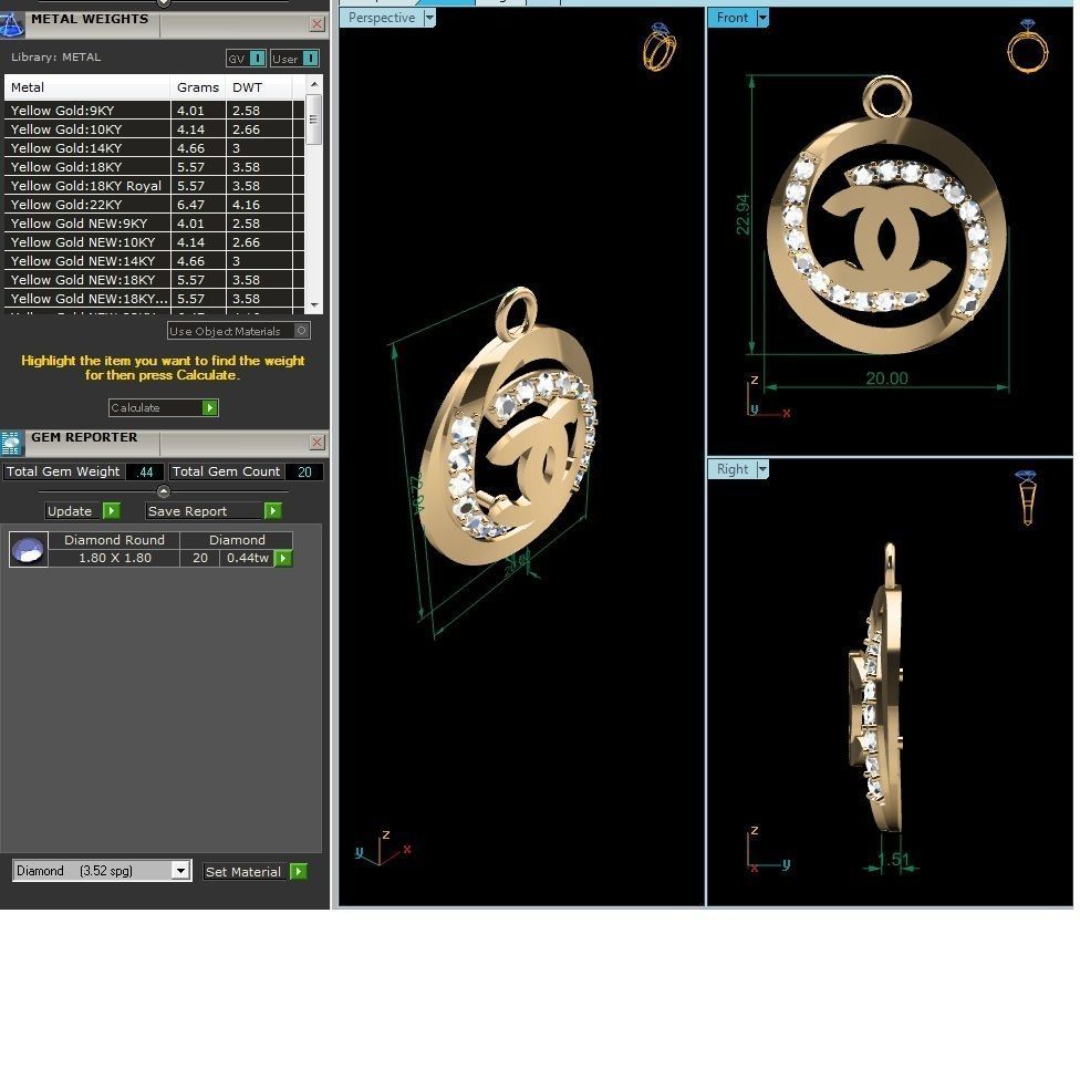 Diamond Pendant 3D print model_4