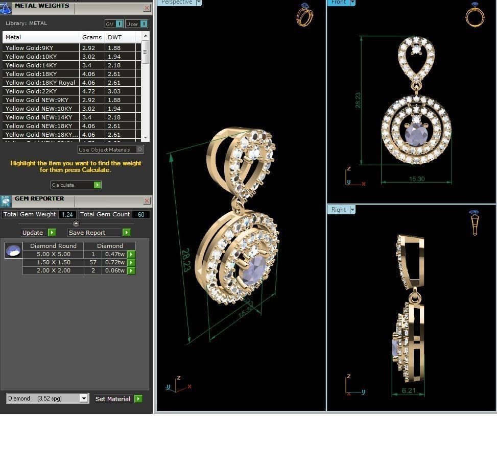 Diamond Pendant 3D print model_10