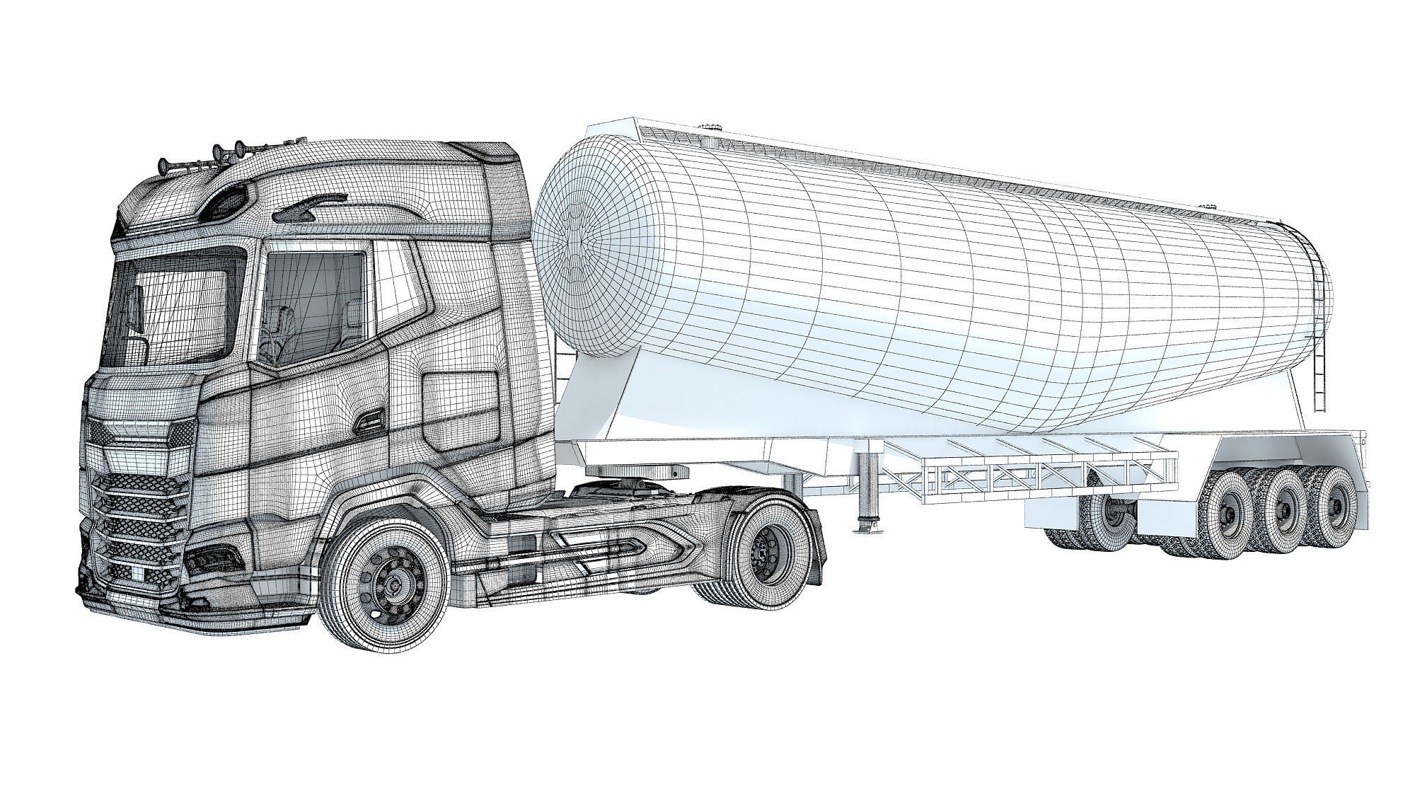 Truck with Tank Trailer 3D model_16