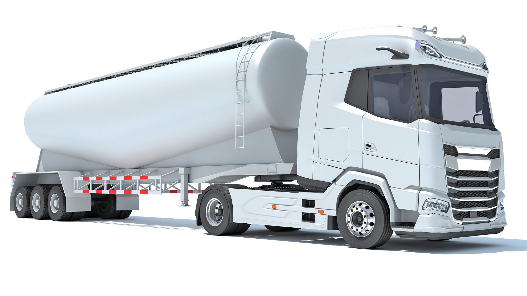 Truck with Tank Trailer 3D model_9