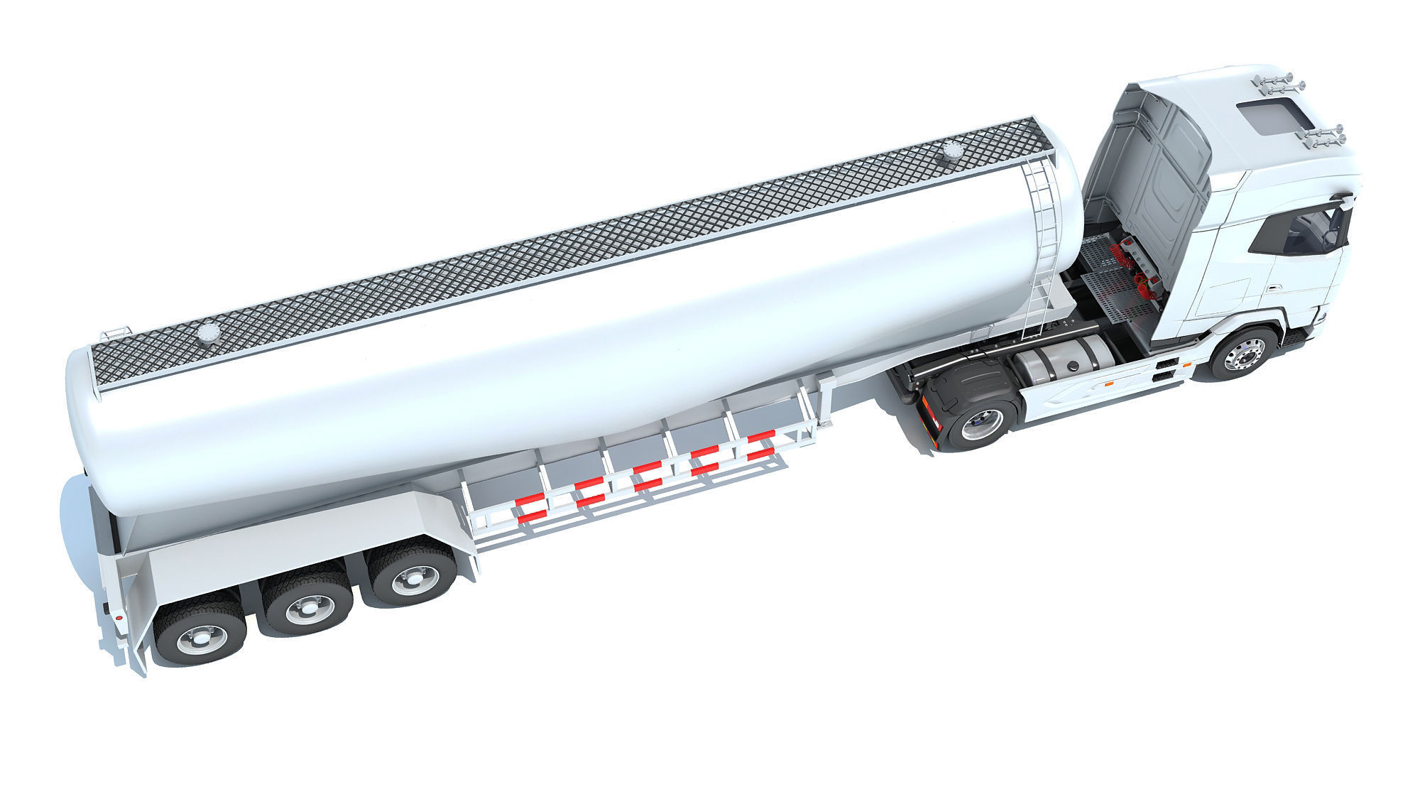 Truck with Tank Trailer 3D model_6