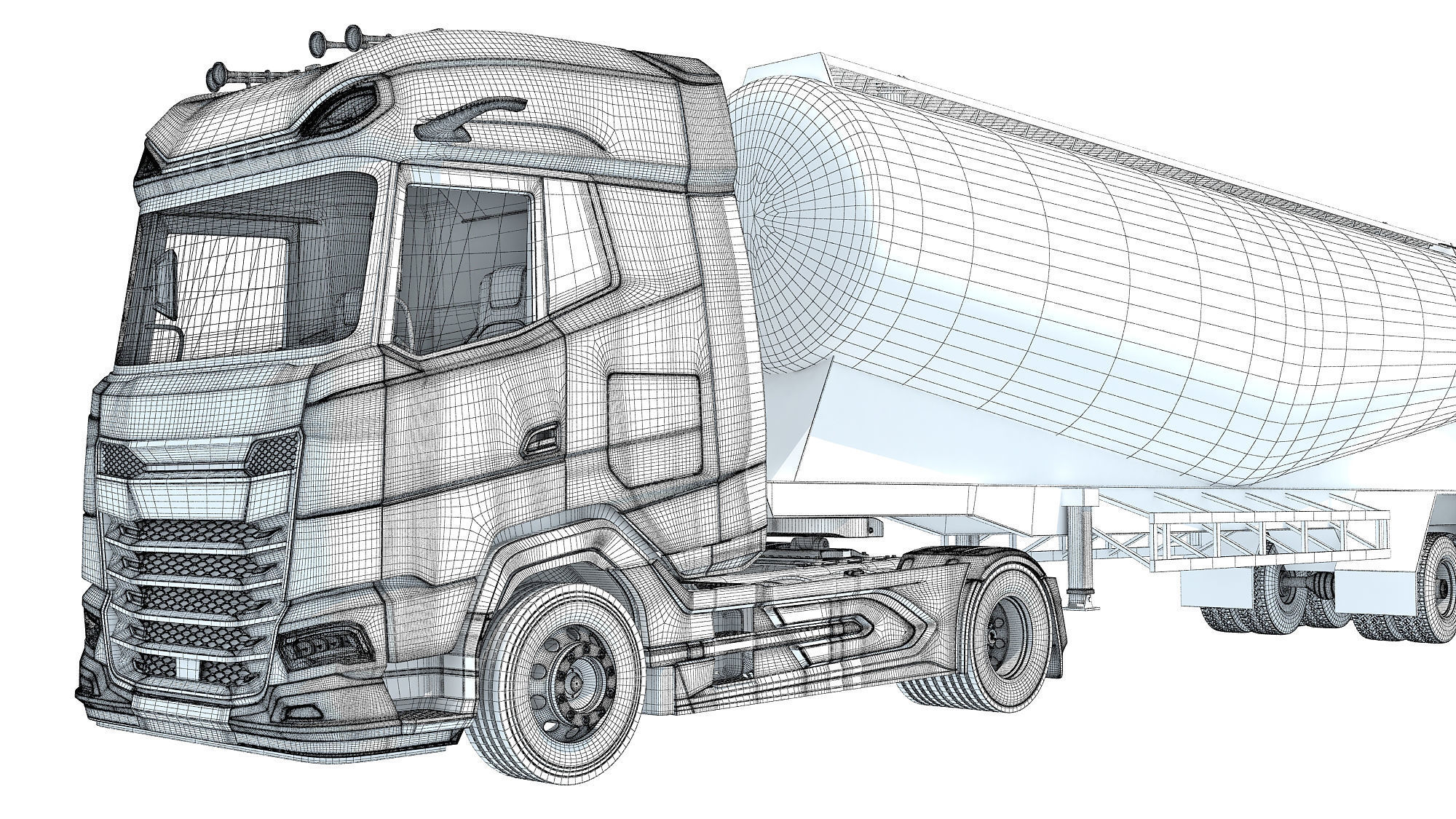 Truck with Tank Trailer 3D model_20