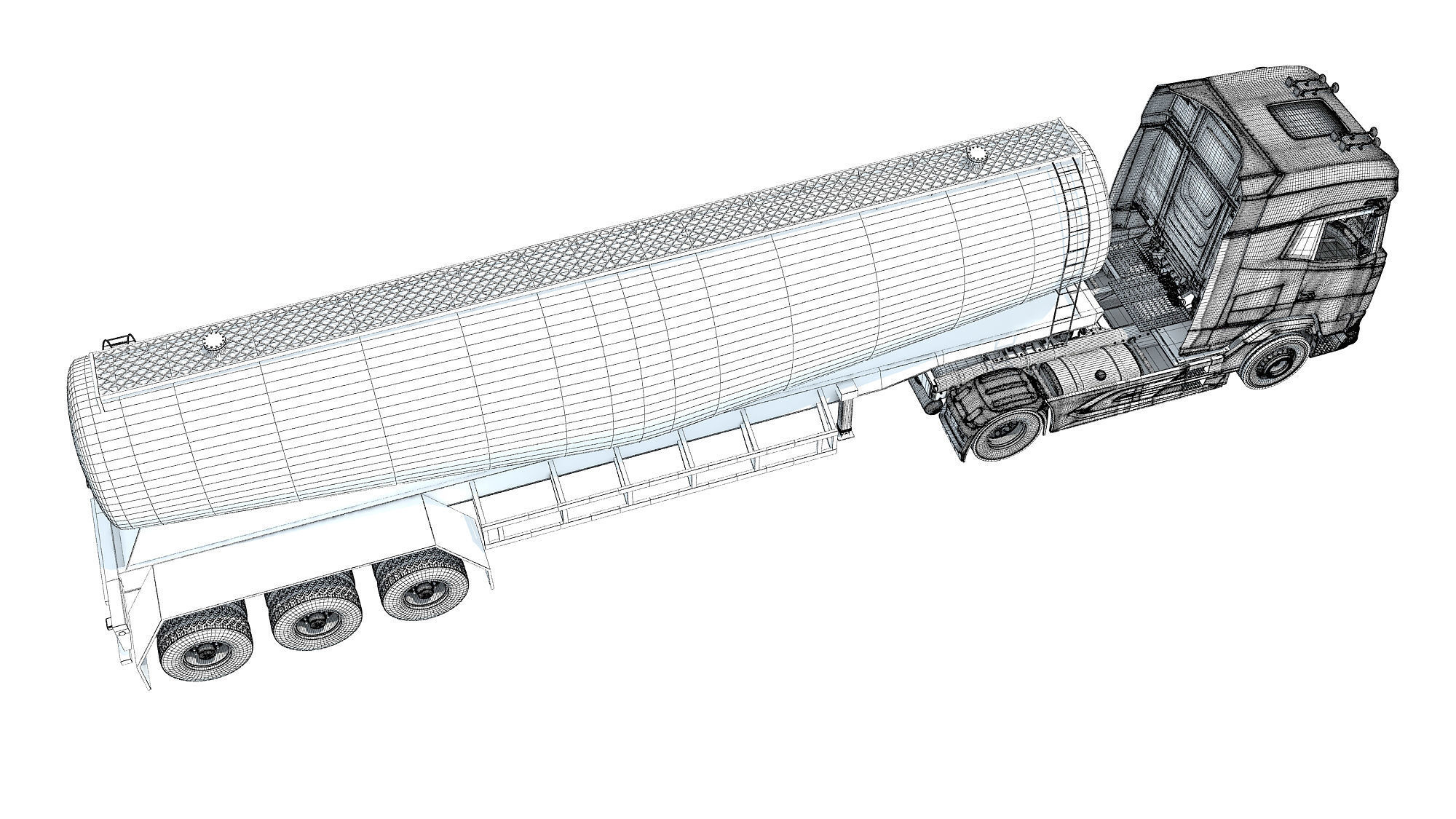 Truck with Tank Trailer 3D model_18