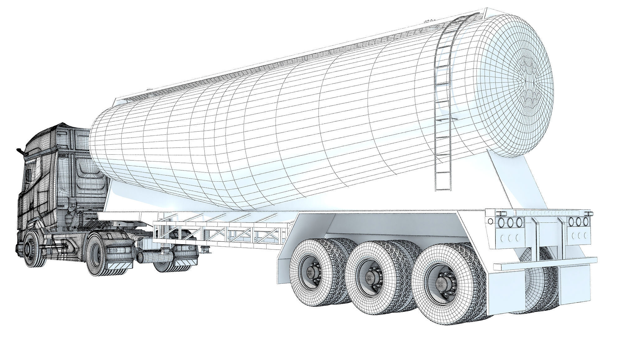 Truck with Tank Trailer 3D model_17