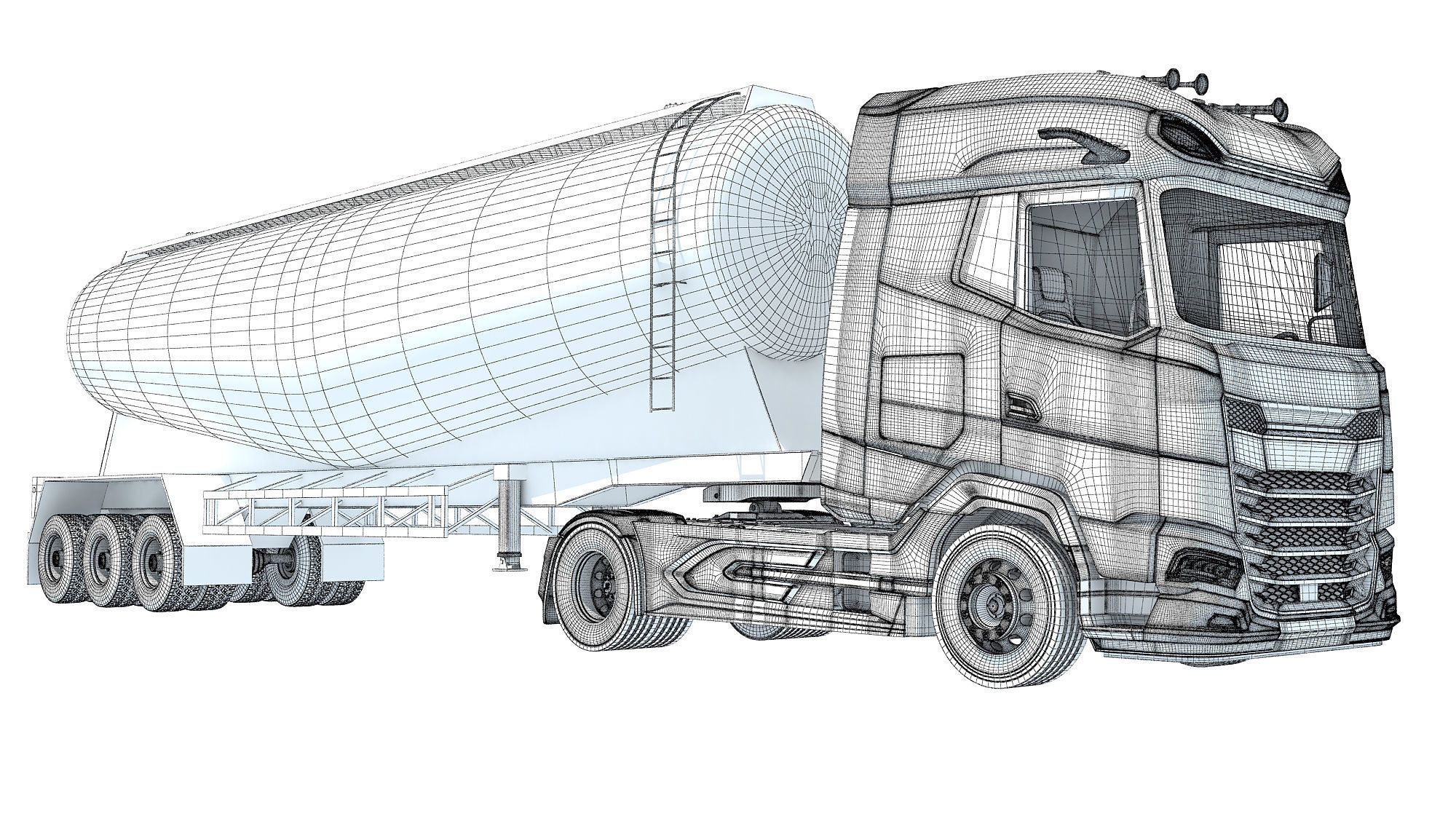 Truck with Tank Trailer 3D model_19