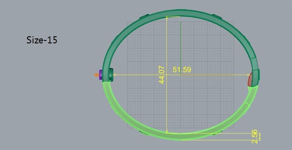 Bracelet bolt size 15 Model 4695 3D print model_7