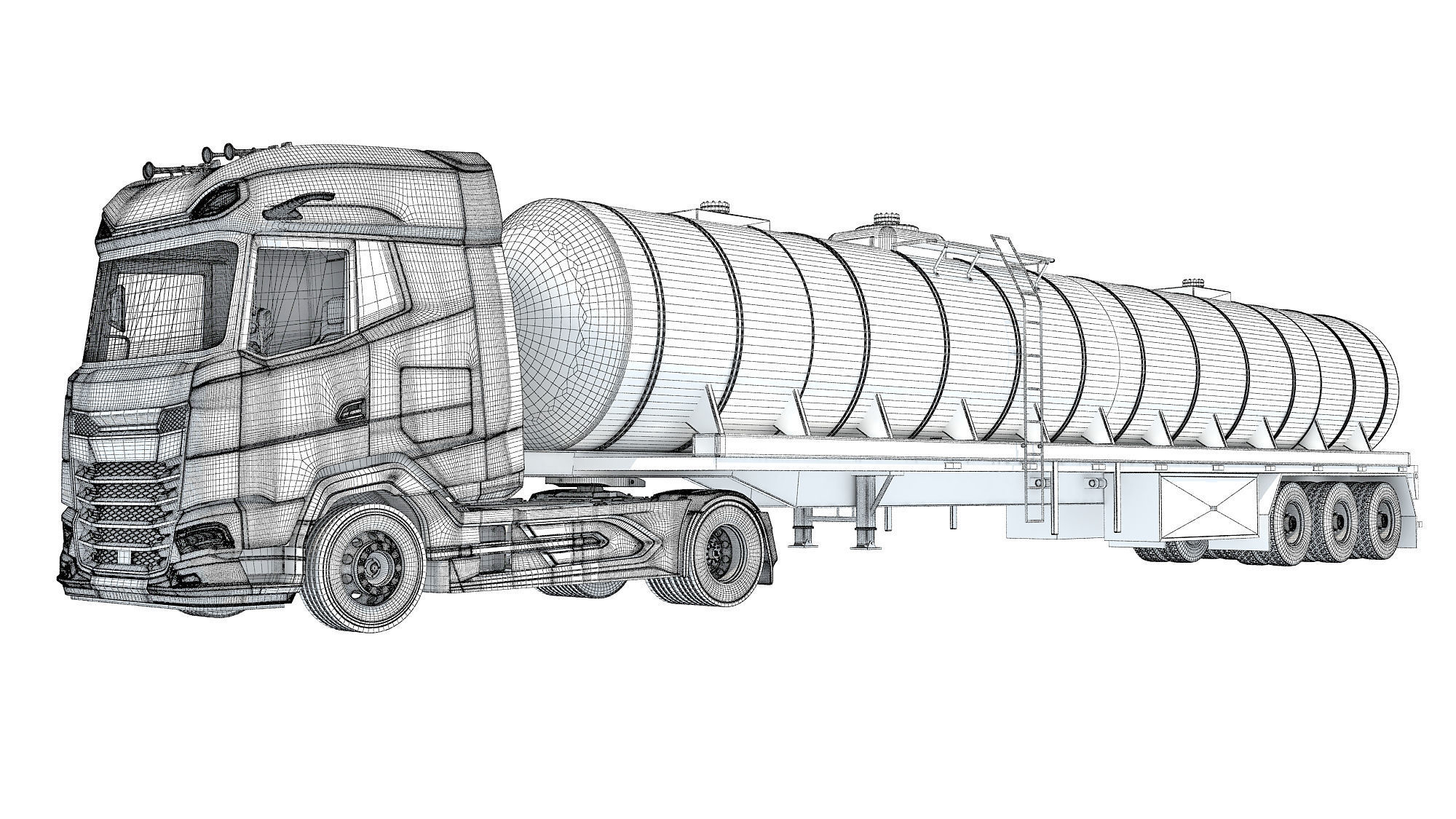 Truck with Tank Semitrailer 3D model_16