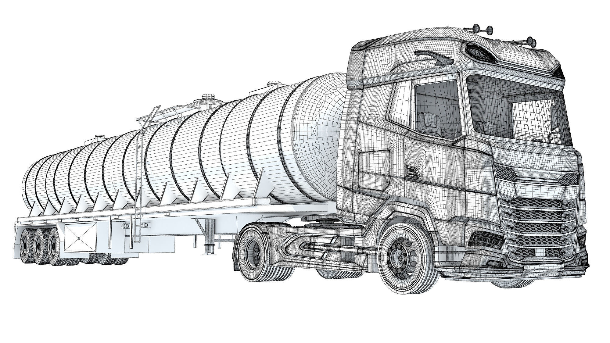 Truck with Tank Semitrailer 3D model_19