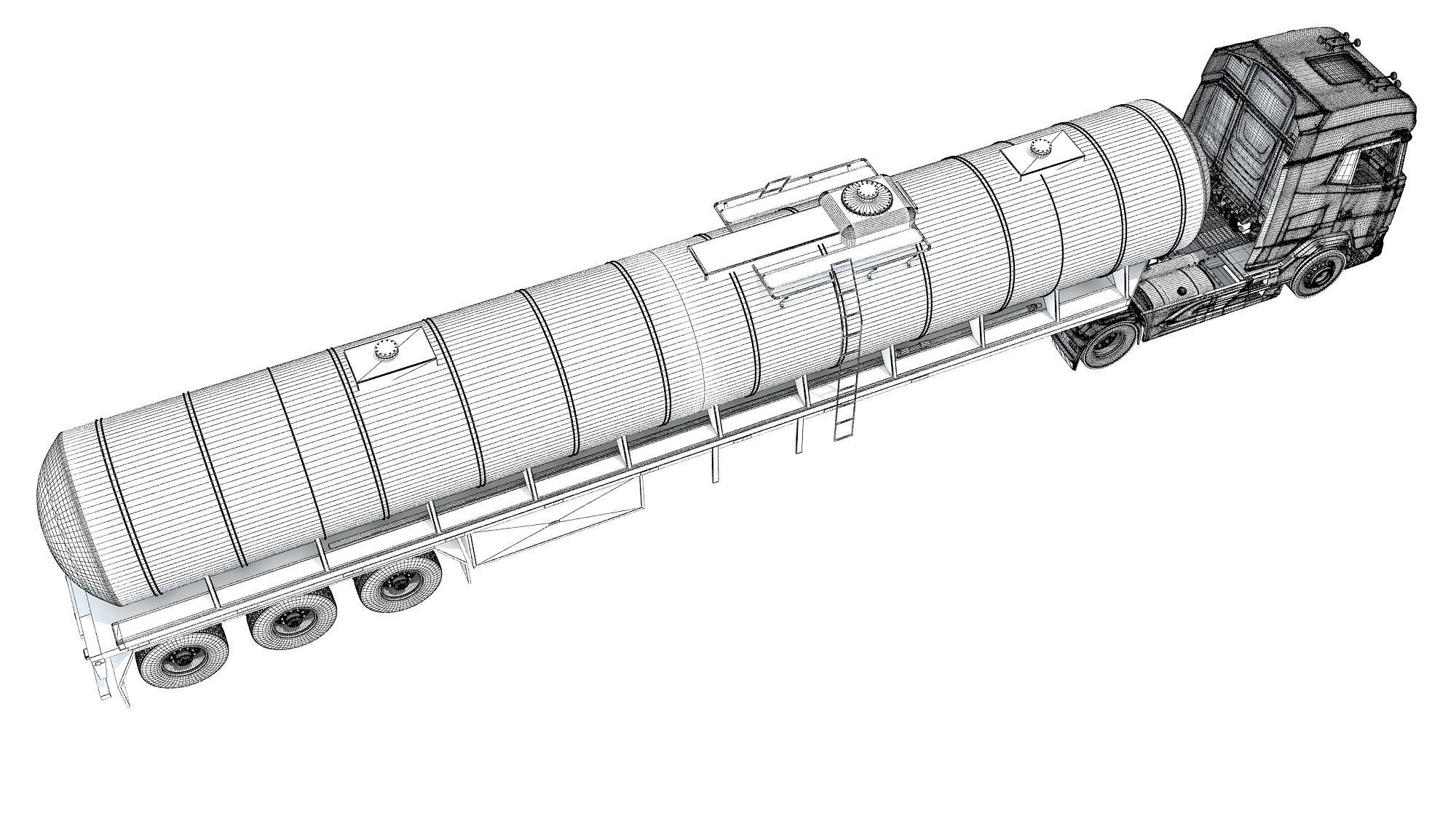 Truck with Tank Semitrailer 3D model_18