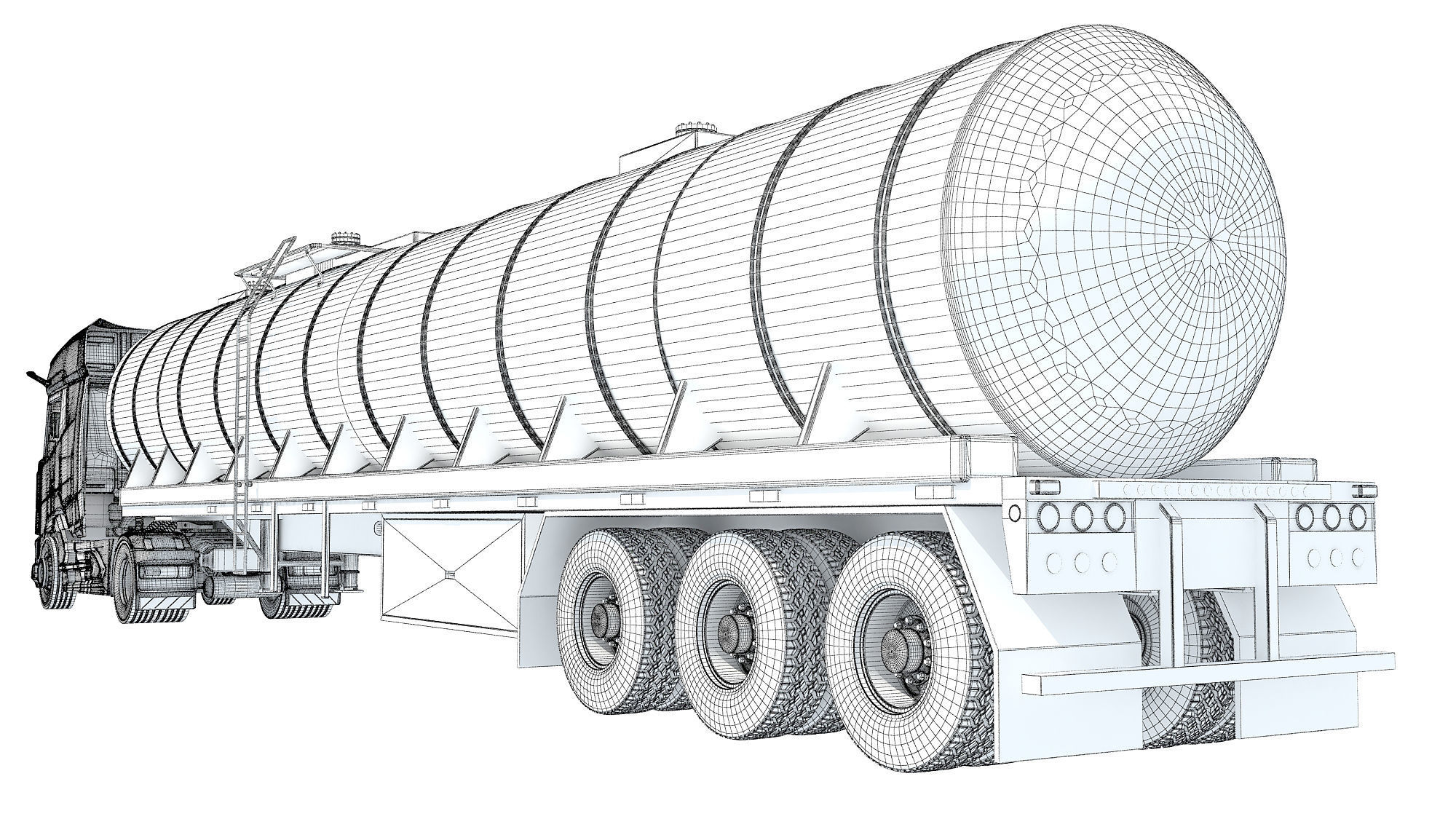 Truck with Tank Semitrailer 3D model_17