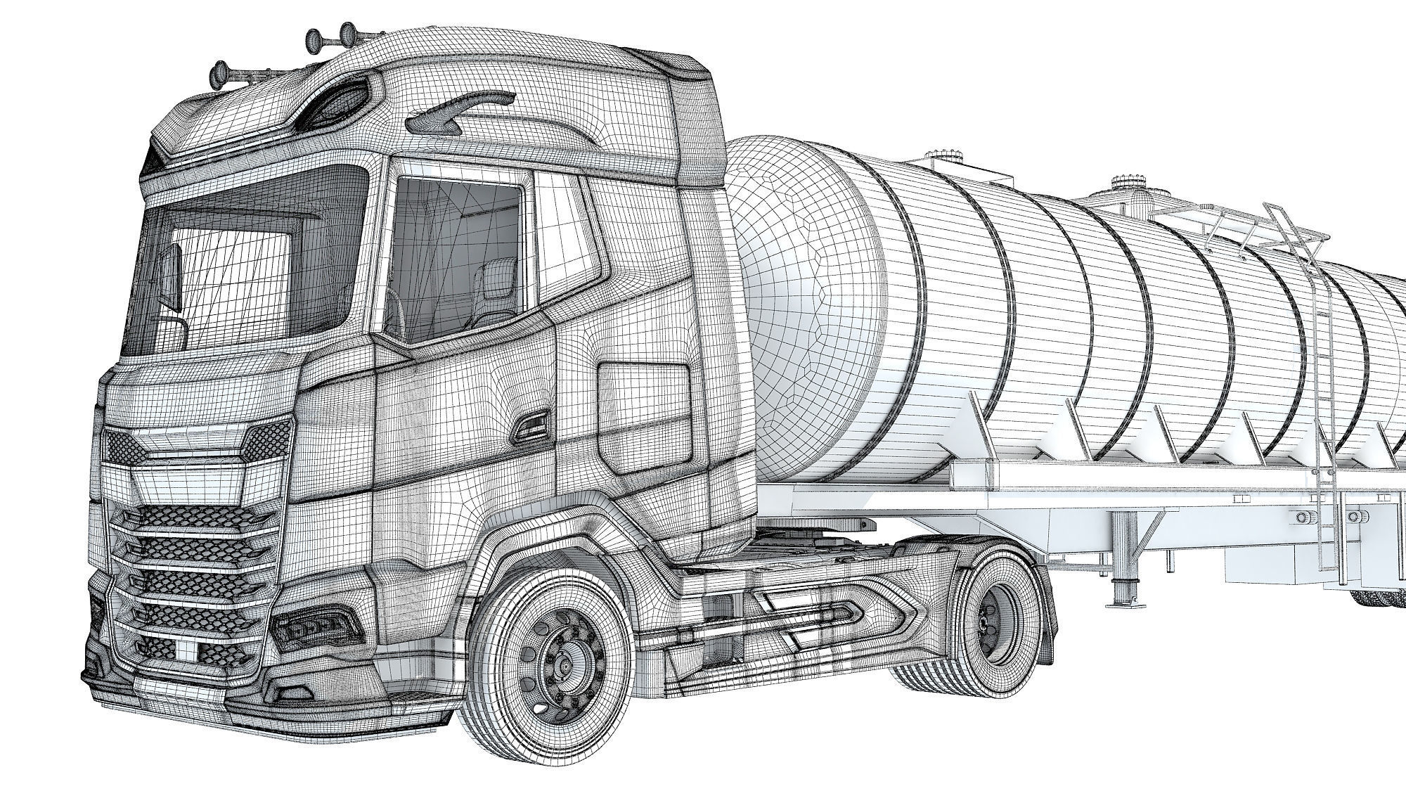 Truck with Tank Semitrailer 3D model_20