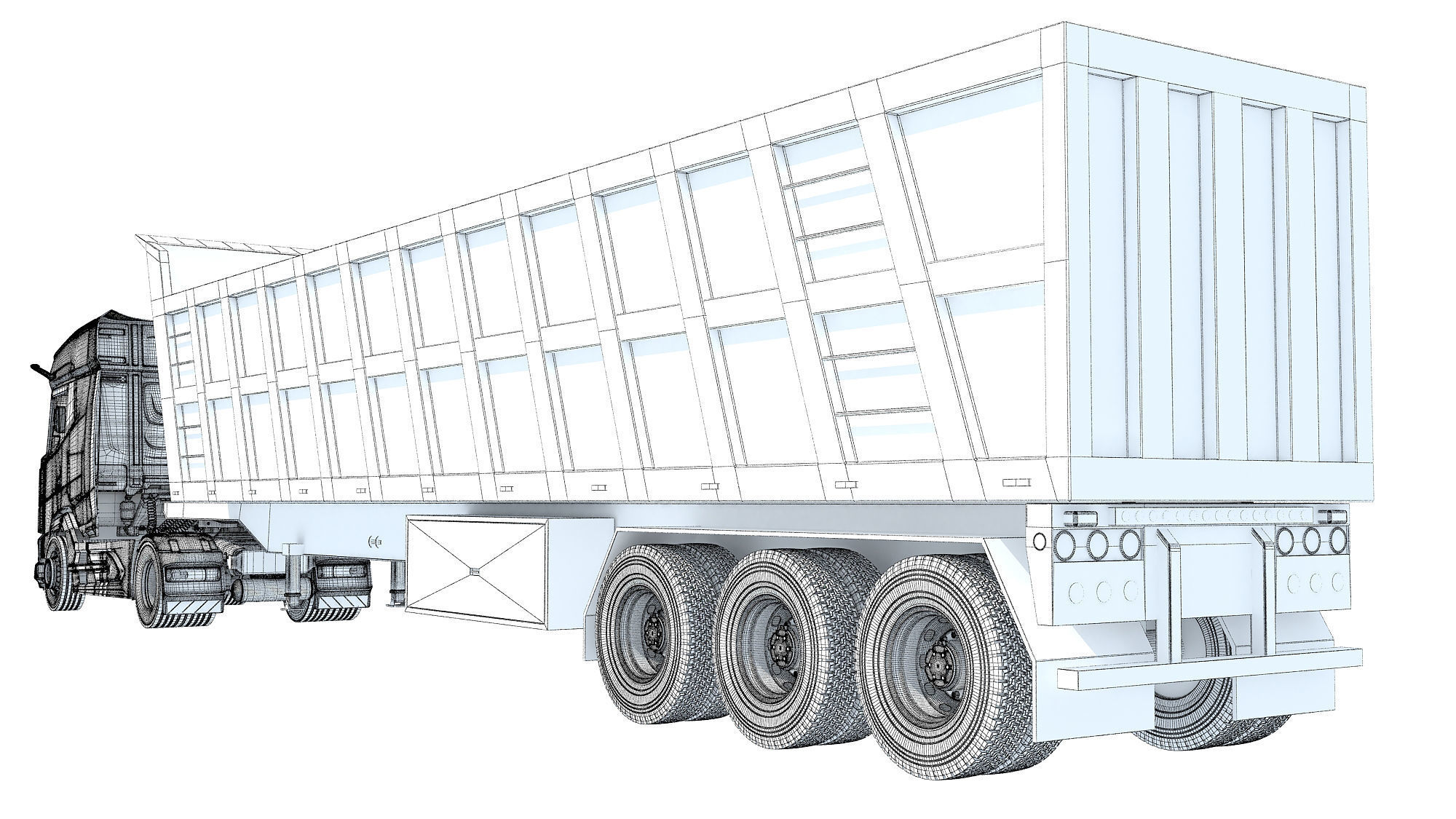 Truck with Tipper Trailer 3D model_18