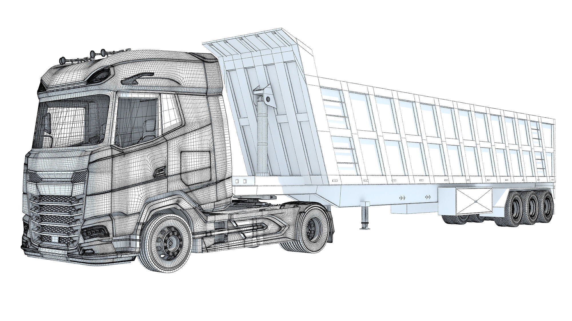 Truck with Tipper Trailer 3D model_17