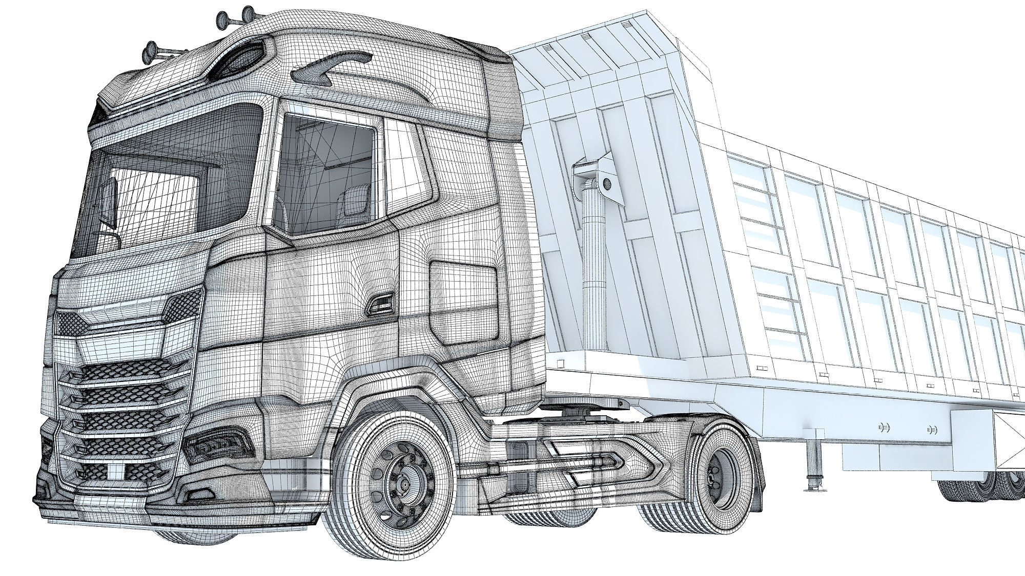 Truck with Tipper Trailer 3D model_21