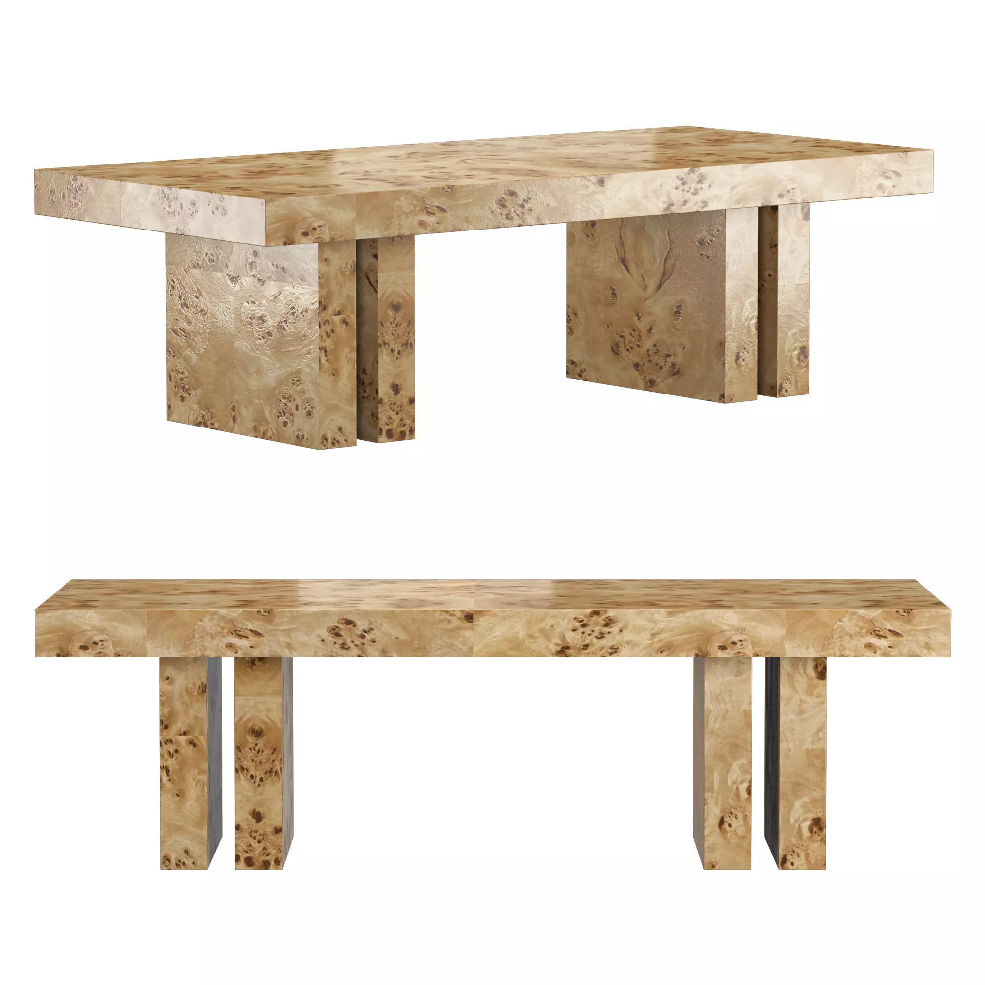 Brisa Burl Wood Coffee Table 3D model