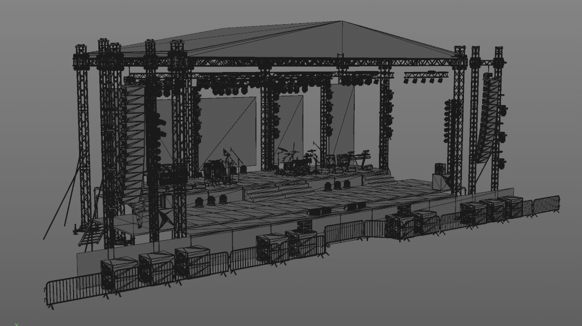 Detailed Equipped Festival Stage 3D model_7