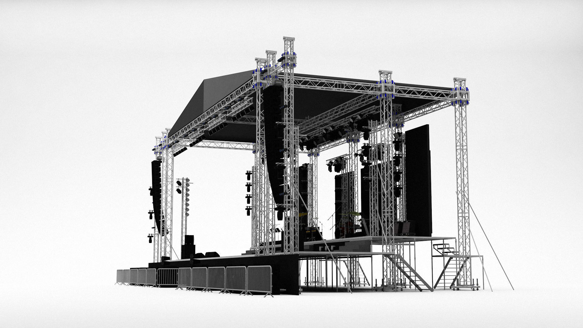 Detailed Equipped Festival Stage 3D model_4