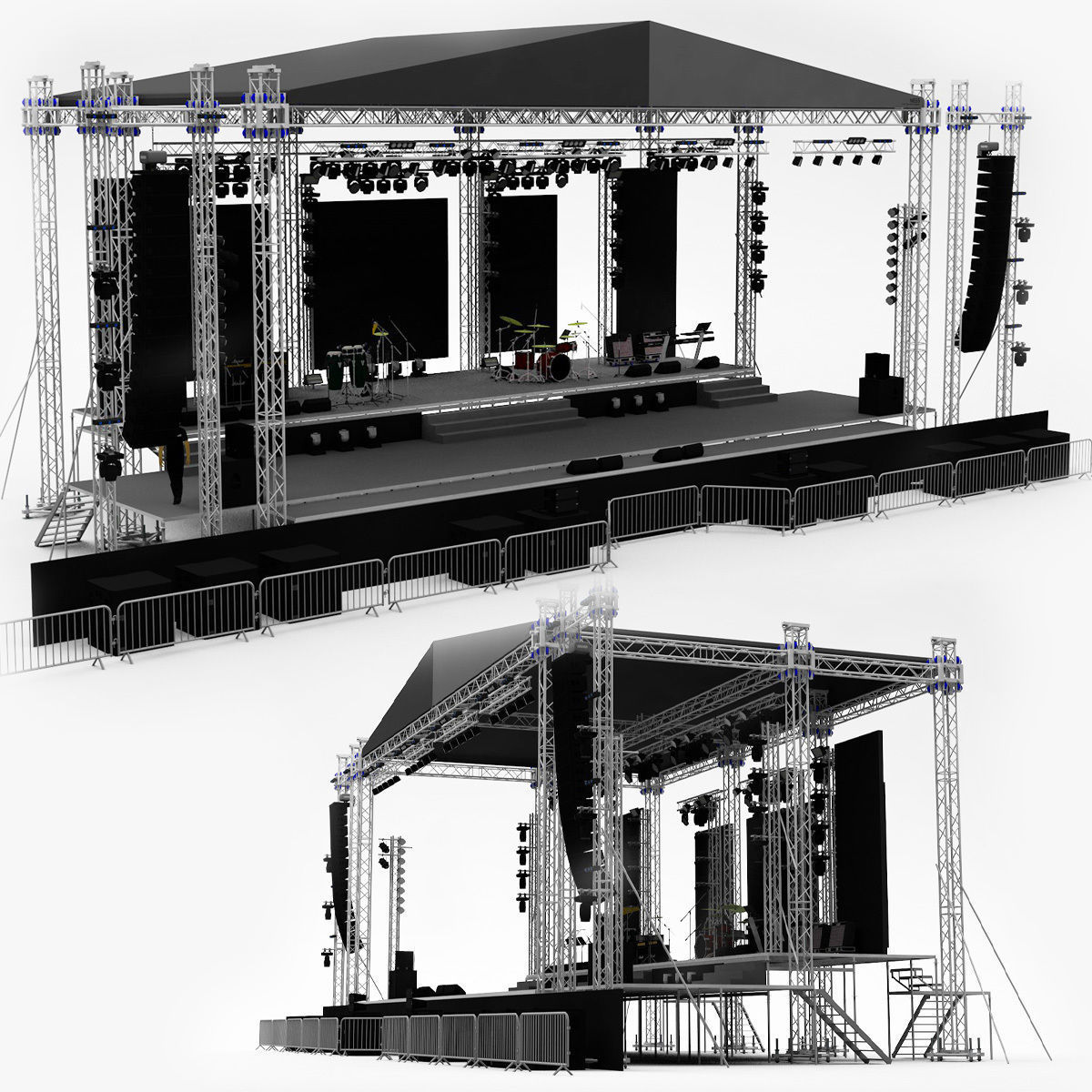 Detailed Equipped Festival Stage 3D model_1