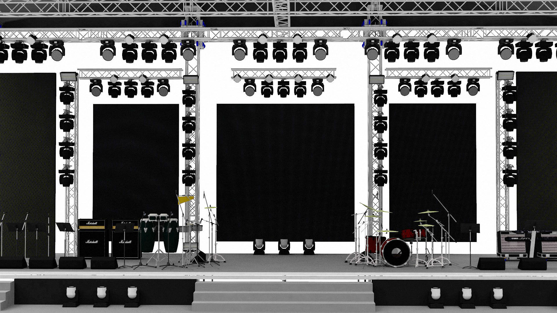 Detailed Equipped Festival Stage 3D model_3